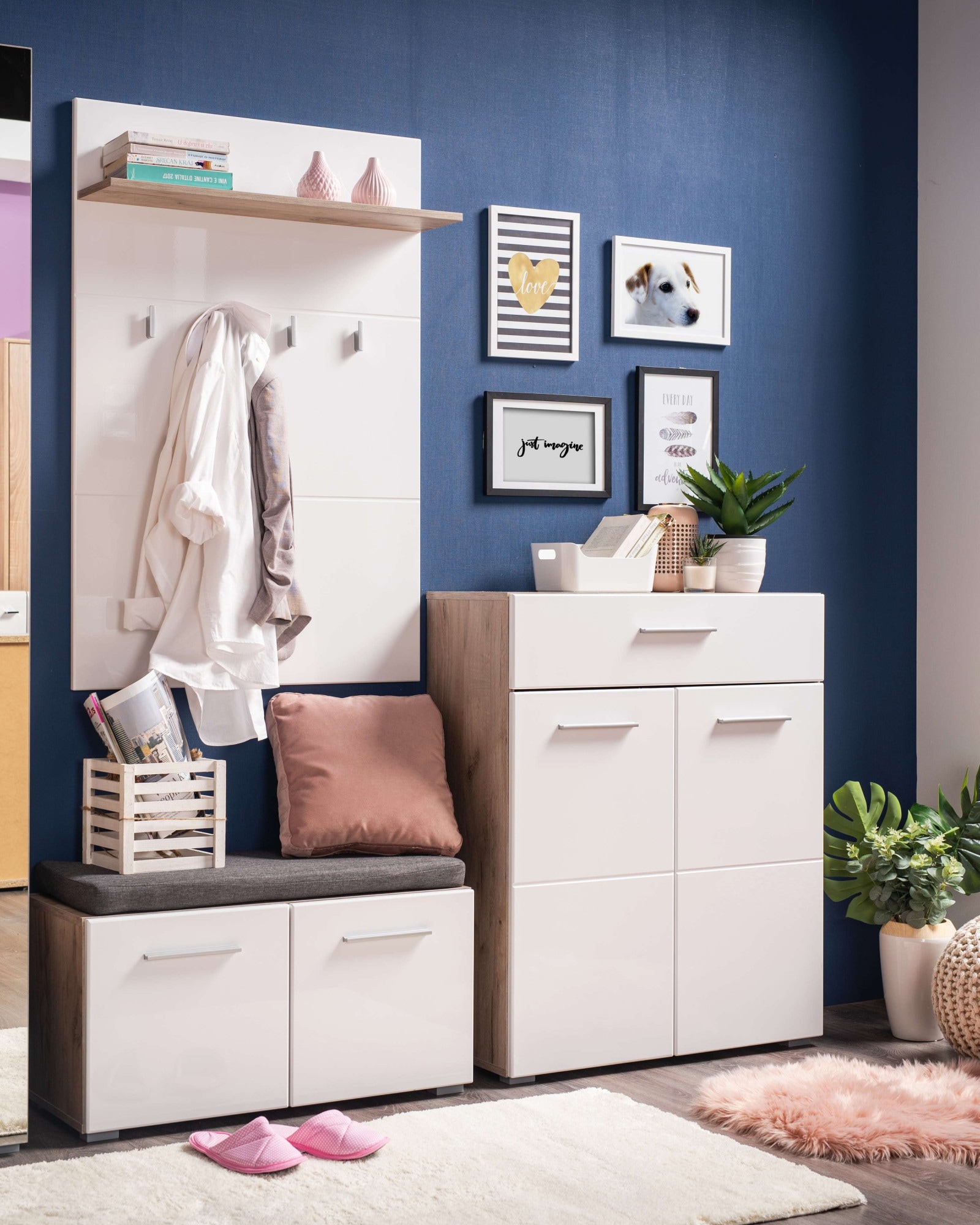 Home affaire Armoire à chaussures »Beny, Schuhkommode, Schuhregal, mit einer Schublade, Höhe 98 cm« Hochglanzfronten, 2 Türen, Breite 79 cm