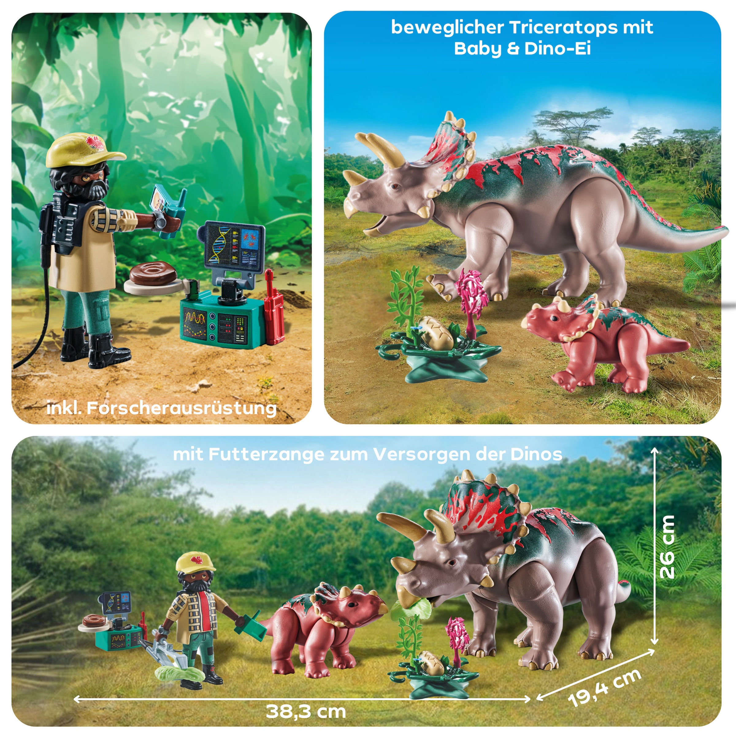 Playmobil® Jeu de construction »Triceratops mit Jungtier (71821), Playmobil Dinos«
