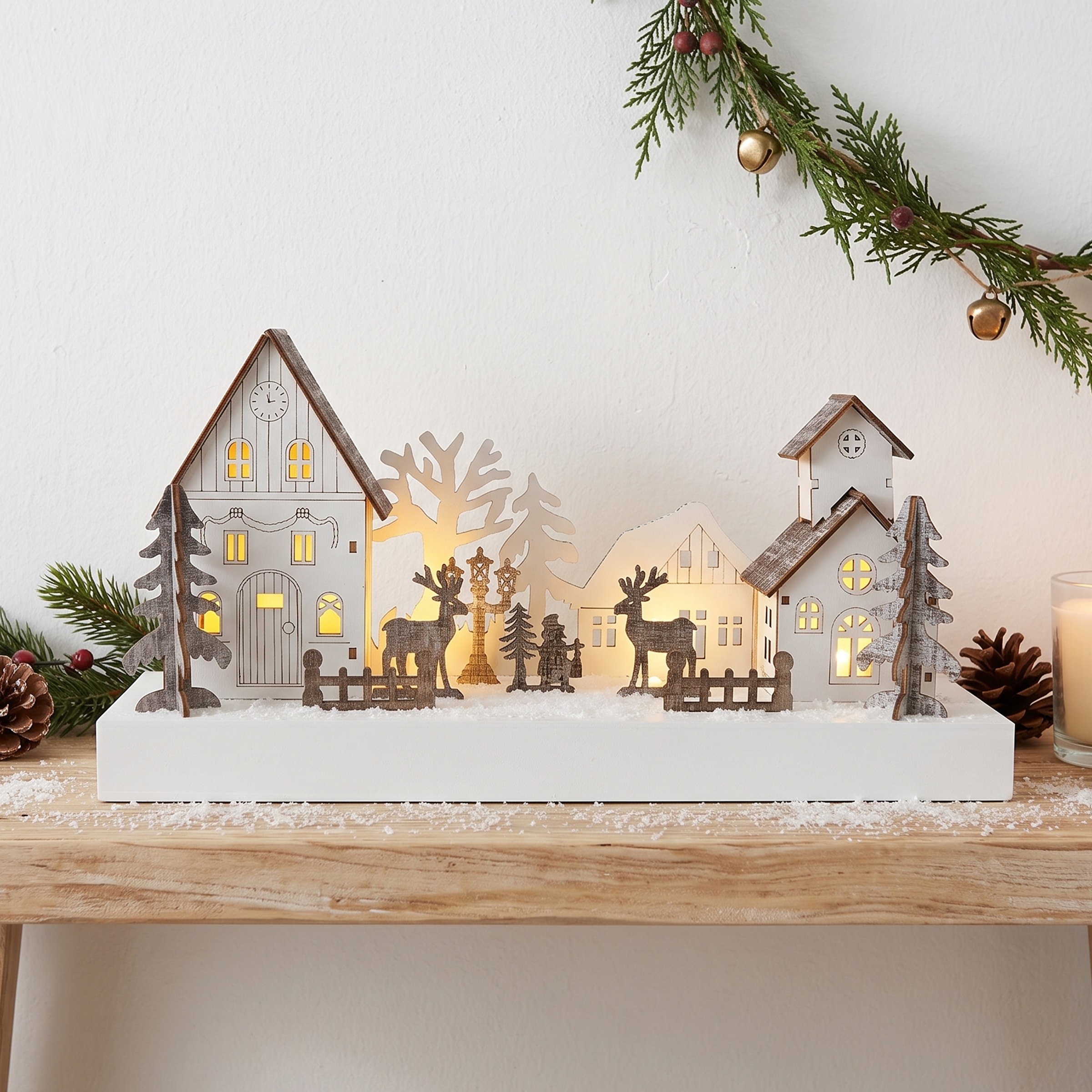 GOODproduct Weihnachtsdorf »Weihnachtsdeko« integrierte Beleuchtung, Weihnachtslandschaft aus Holz