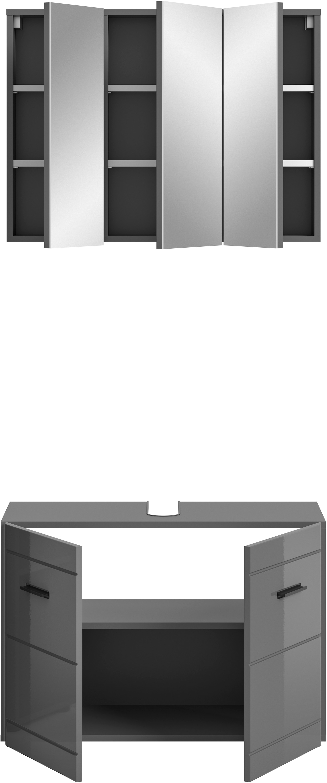 welltime Badmöbel-Set »Doux, bestehend aus: Waschbeckenunterschrank und Spiegelschrank« 2 Stk. tlg.