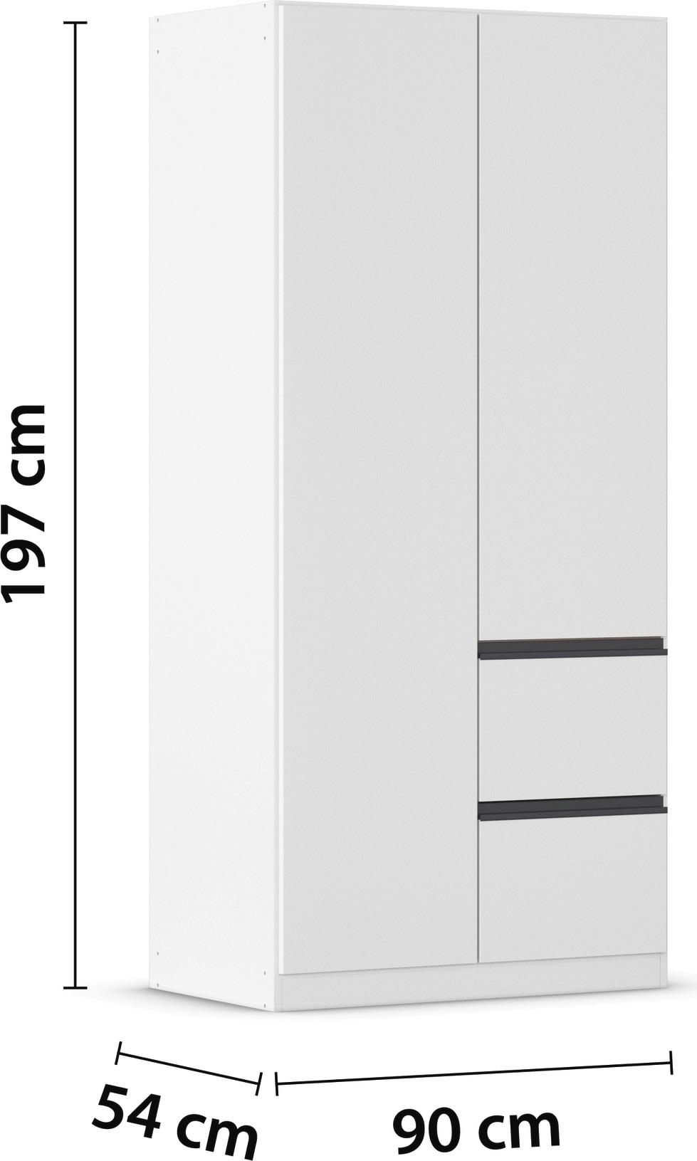 rauch 1100000002199 »Kleiderschrank Schrank Garderobe Wäscheschrank COSTA Breite 91 cm« in 3 Ausstattungen BASIC/CLASSIC/PREMIUM,  Breite 91 cm grifflose Front mit Push-to-Open Funktion MADE IN GERMANY