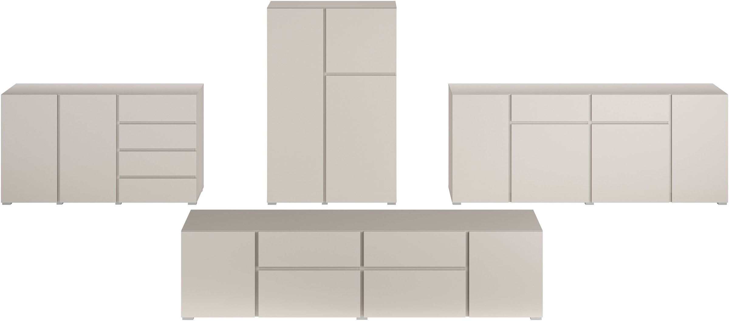 GOODproduct Sideboard »Metric,Breite 138 cm, grifflose Kommode 2 Türen/4 Schubkästen« Schubladenschrank mit viel Stauraum, Einlegeböden verstellbar