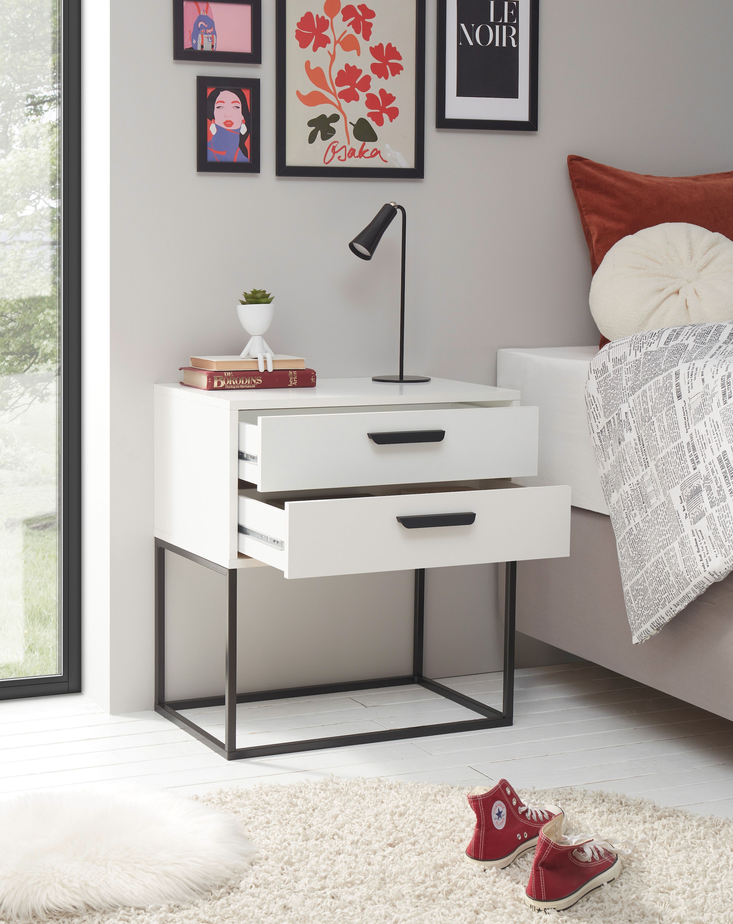 Schlafkontor Nachtkommode »Suna Kommode, Nachttisch, Nachtschrank« auf Metallgestell