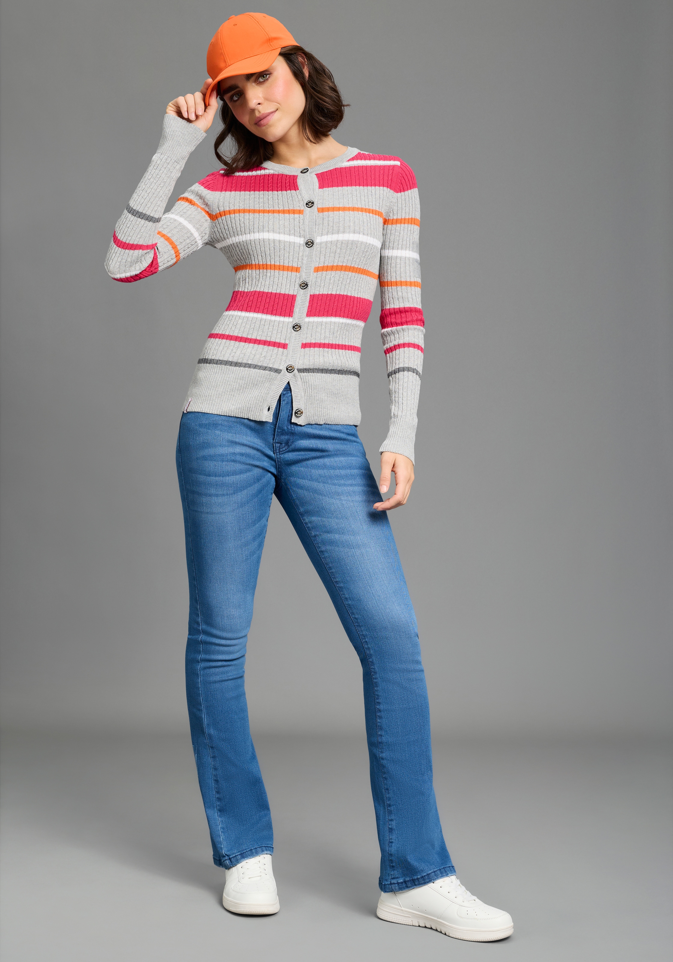 KangaROOS Jeans à 5 poches ausgestellte Beinform,  Used-Waschung,  normale Leibhöhe