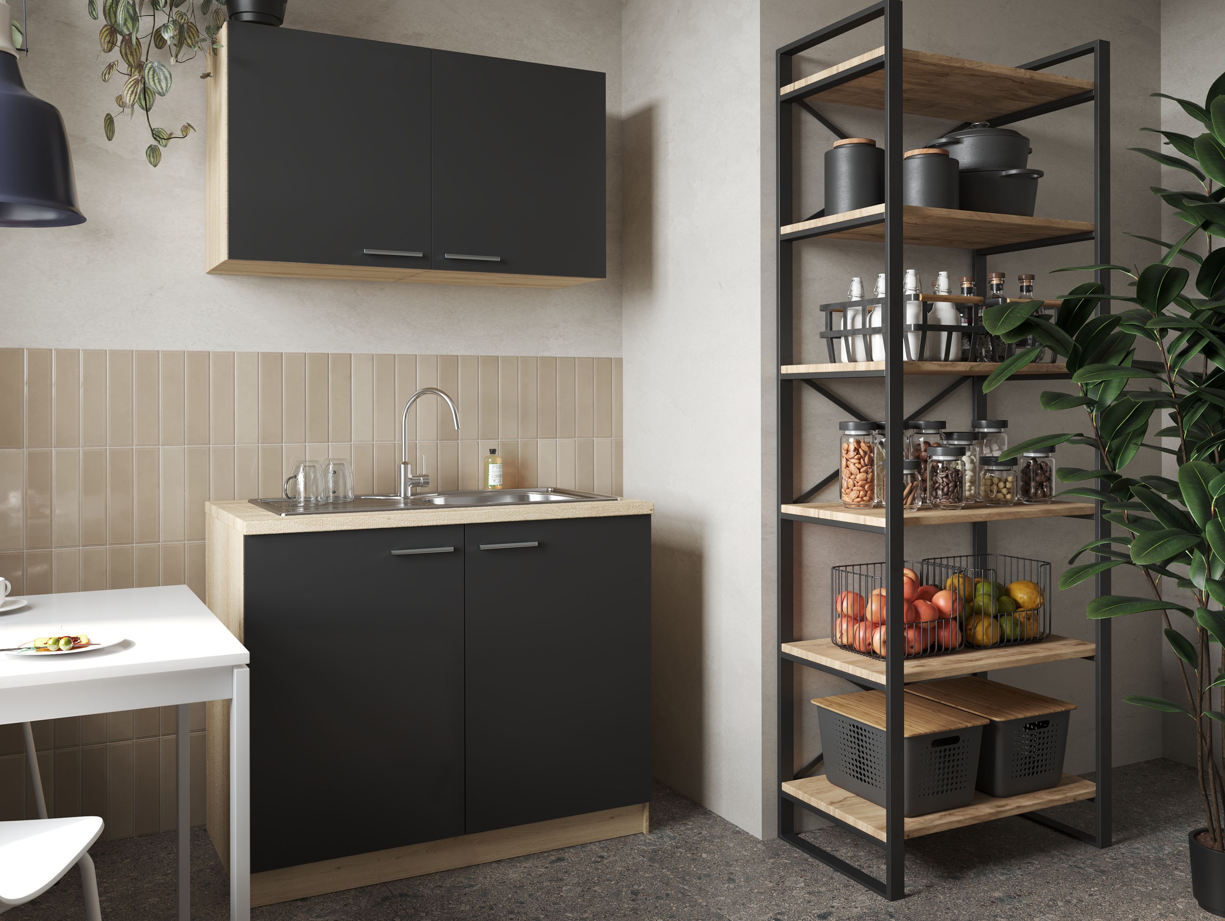 RESPEKTA Kitchenette »Merle« Breite 100 cm, mit Soft-Close Funktion, Edelstahlspüle BALTIMORE