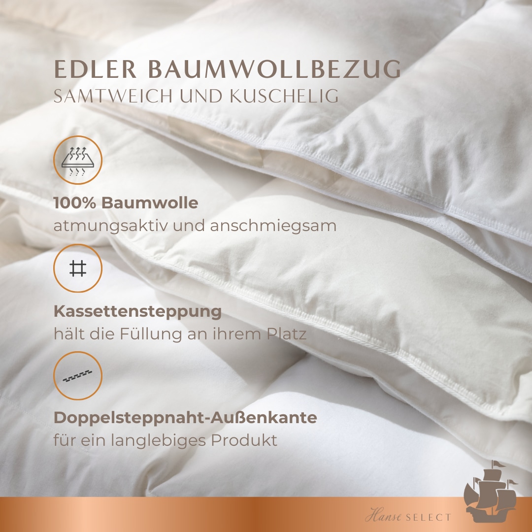 Hanse mit Kogge Microfaserbettdecke »Hanse Select federfrei, Luxushotel, Ganzjahresdecke, Made in Germany« normal Füllung 100% hochwertige 6D-Hohlfaser 1 Stk. tlg. hochwertige Bettdecke 135x200 cm, 155x220 cm & weitere Grössen