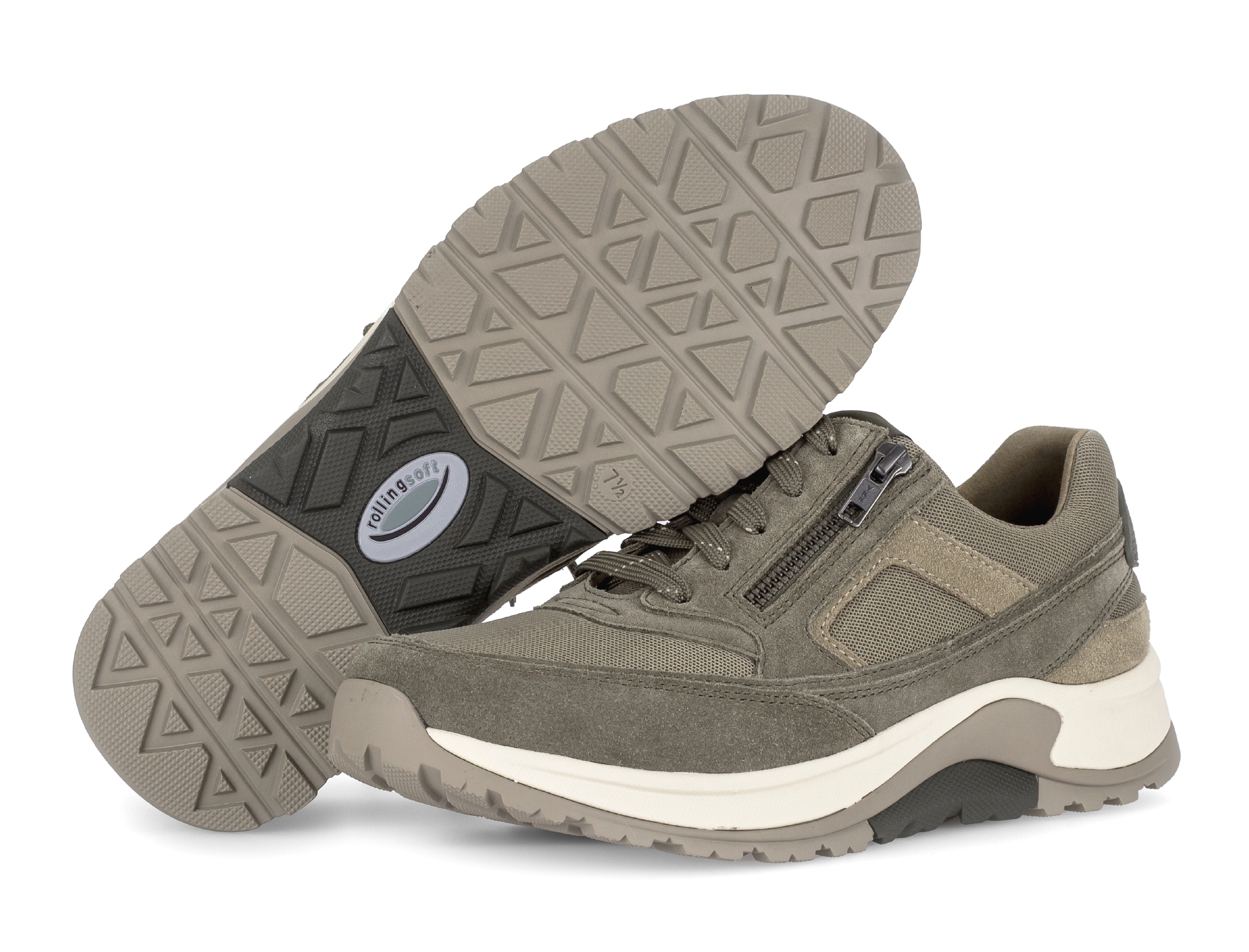 rollingsoft Baskets compensées  chaussure à lacets, chaussure basse, chaussure de loisirs, fermeture éclair extérieure, largeur G