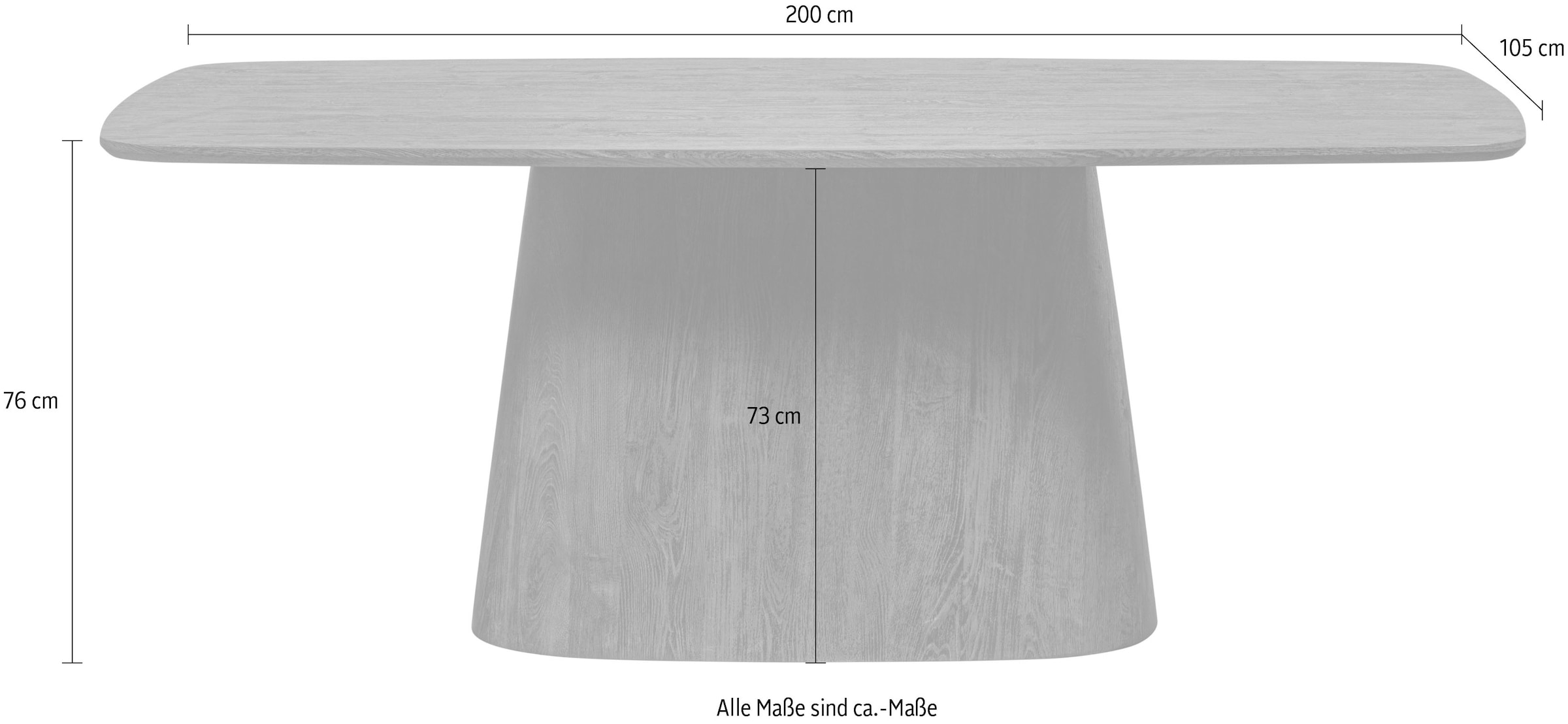 WOOOD Esstisch »Leah MDF mit Schutzlackierung und robusten Standbeinen 200x105x76 cm« Tragkraft 150 kg, Royale Tischfläche, einfach zu montierbar