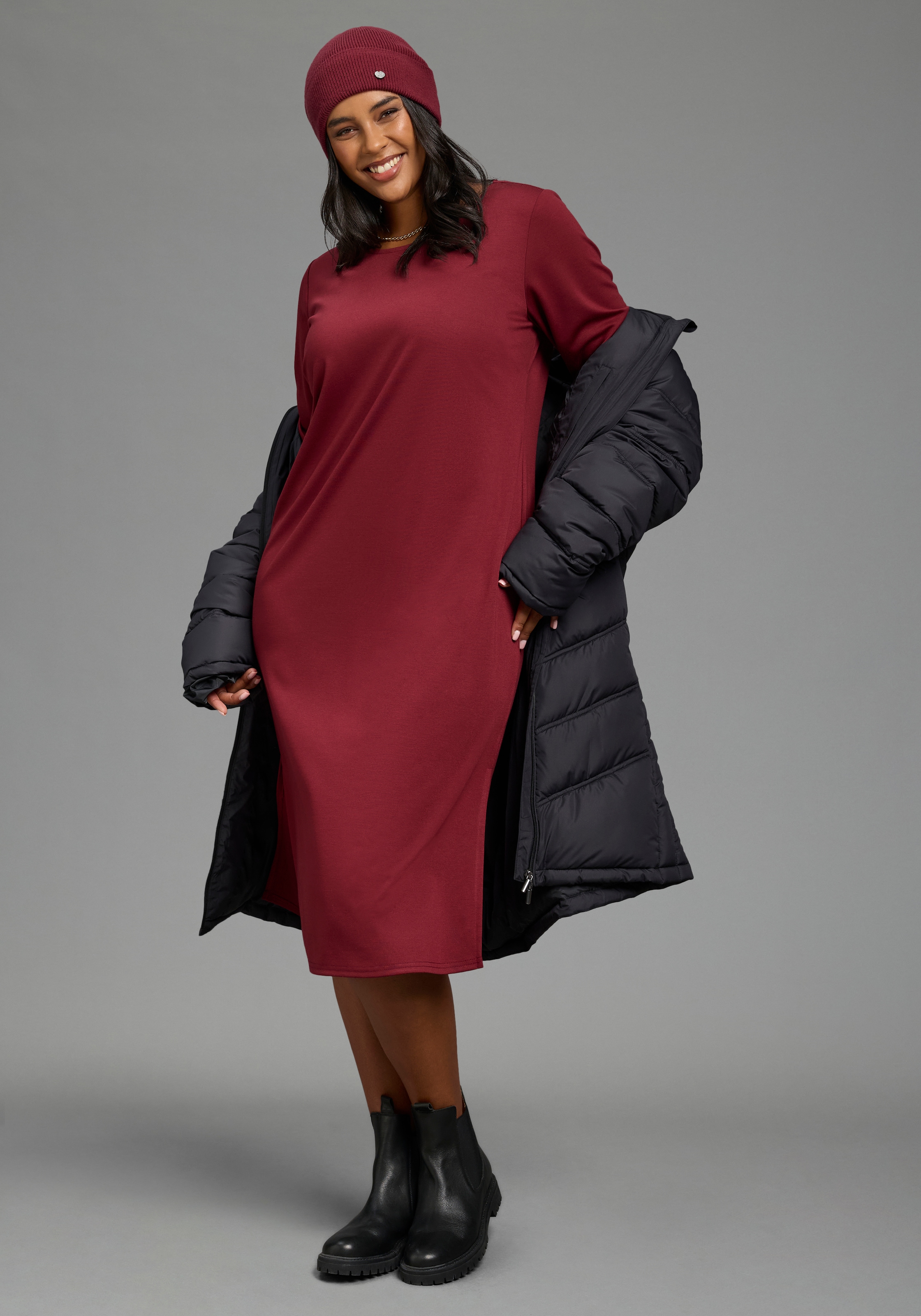 Laura Scott CURVE Midikleid »Grosse Grössen« Midikleid in wadenlanger Schnittform, figurumspielende Passform