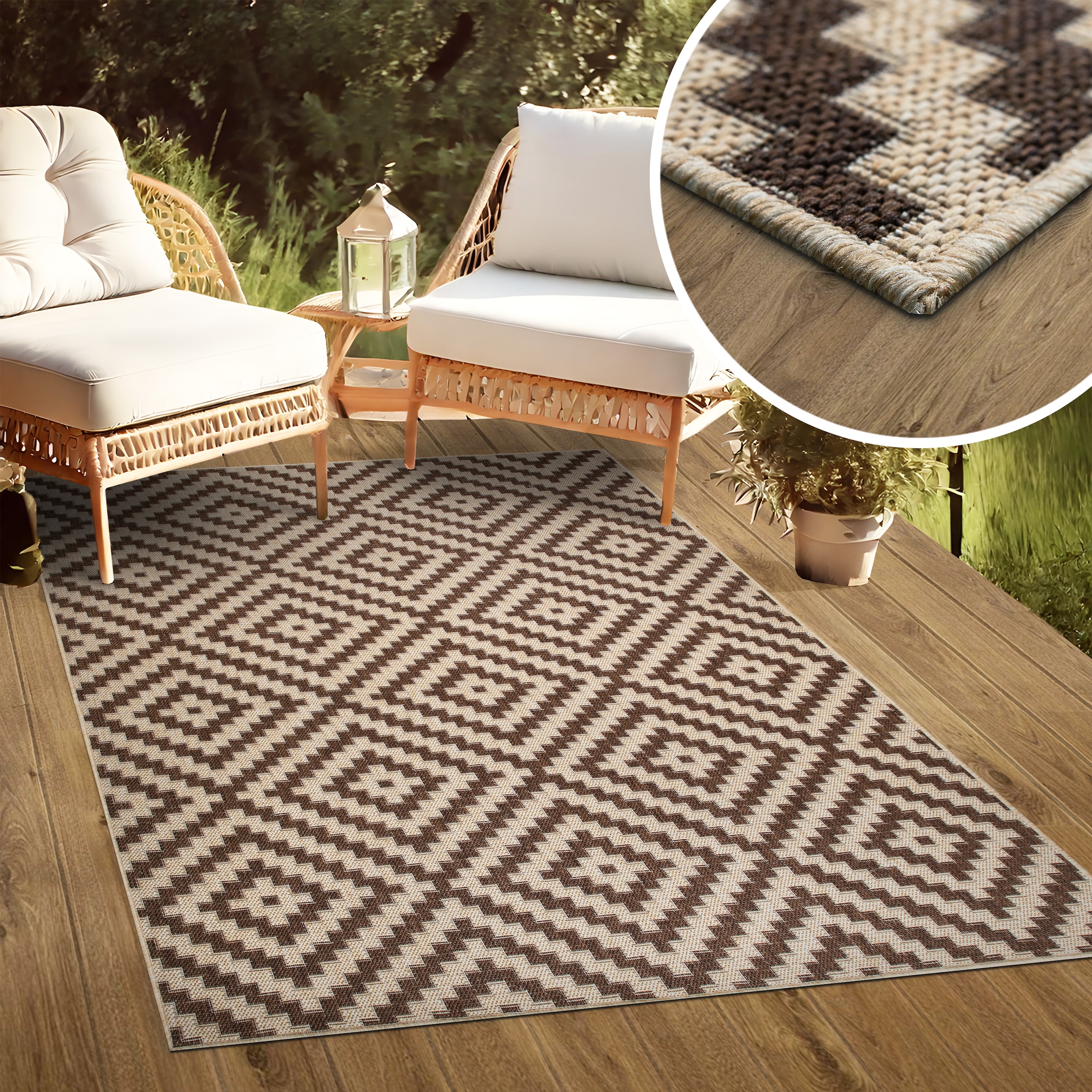 my home Teppich »Cordoba auch als Läufer erhältlich« rechteckig 3 mm Höhe In- und Outdoor geeignet, Sisal-Optik, Wetterfest & UV-beständig, Boho