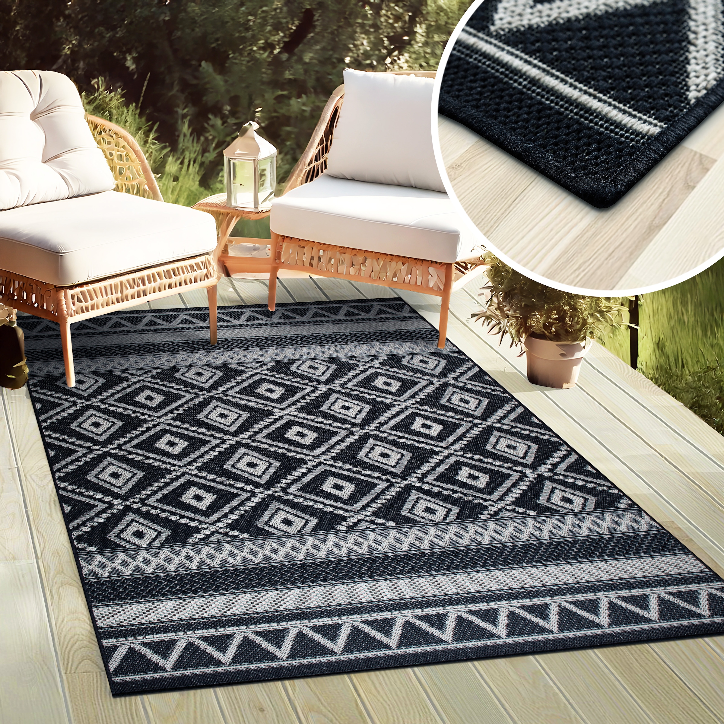 my home Teppich »Toronto auch als Läufer erhältlich« rechteckig 3 mm Höhe In- und Outdoor geeignet, Sisal-Optik, Wetterfest & UV-beständig, Boho