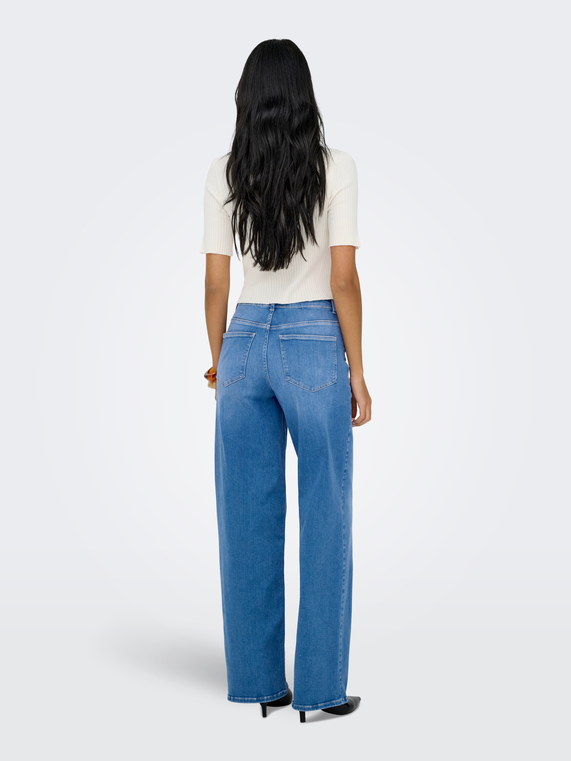 ONLY Jeans taille haute »ONLMADISON BLUSH HW WIDE DNM REA262 NOOS« hohe Leibhöhe, weites Bein, special bright blue denim