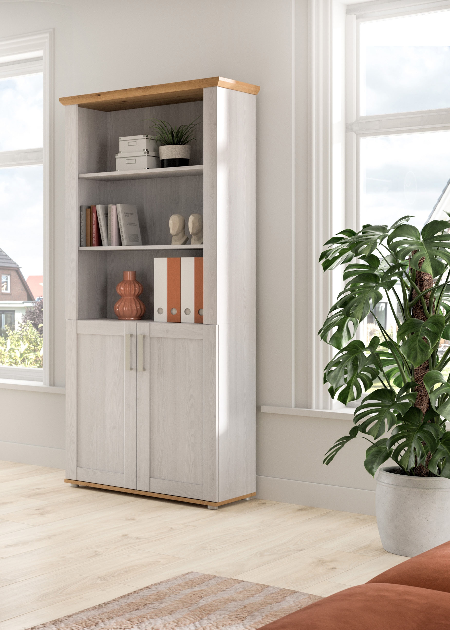 Home affaire Aktenschrank »COSENZA, Höhe, 193 cm, 2 Türen, 5 Fächer, 4 Fachböden« in Landhausoptik, mit weiteren Artikel der Serie kombinierbar,  Büroschrank, Regal, Mehrzweckschrank, Universalschrank, Regal