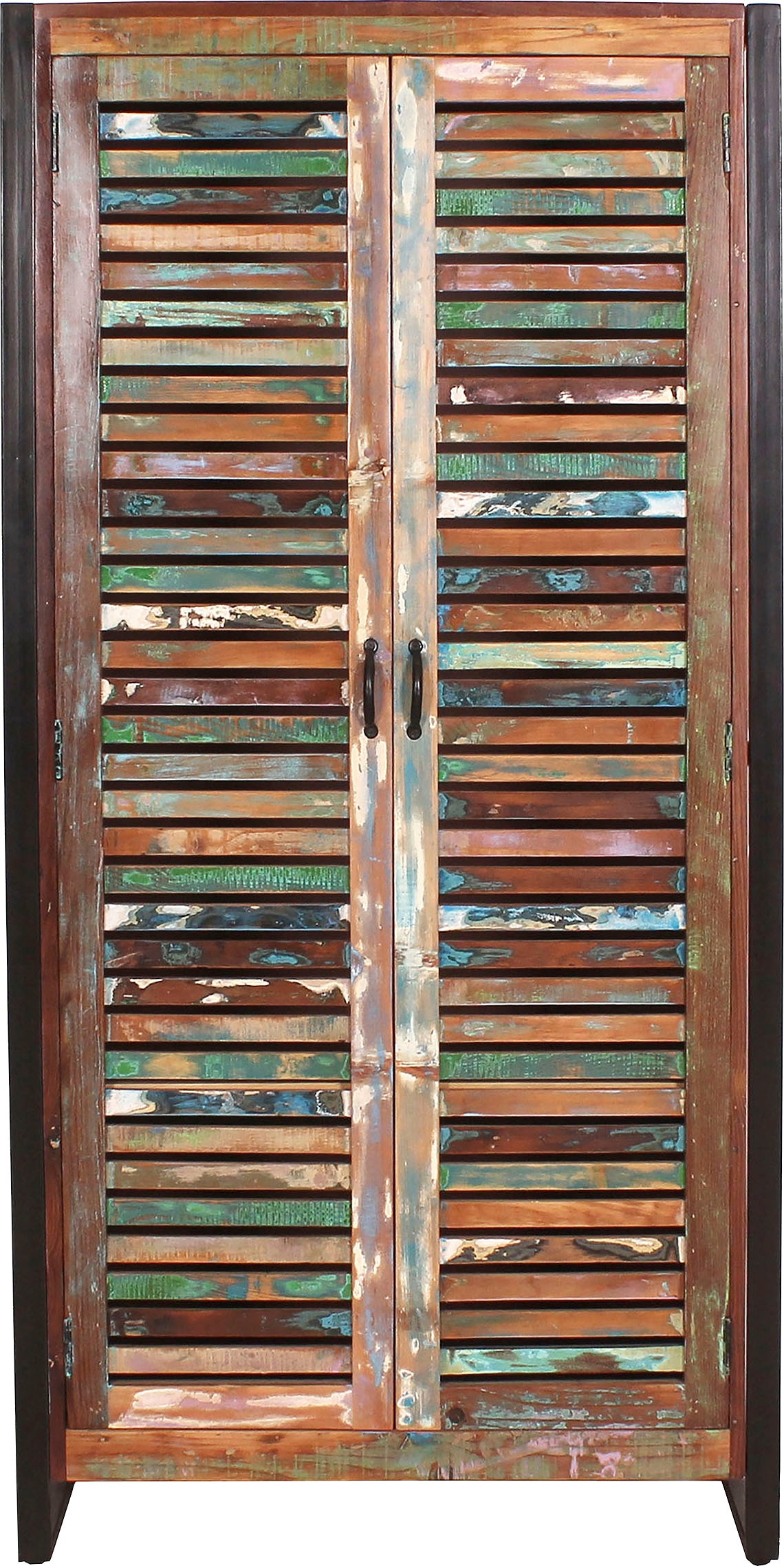 SIT Garderobenschrank »Altholz Massivholz Lamellen Industrial« Garderobenschrank aus Altholz mit Lamellen Design & Metall Details