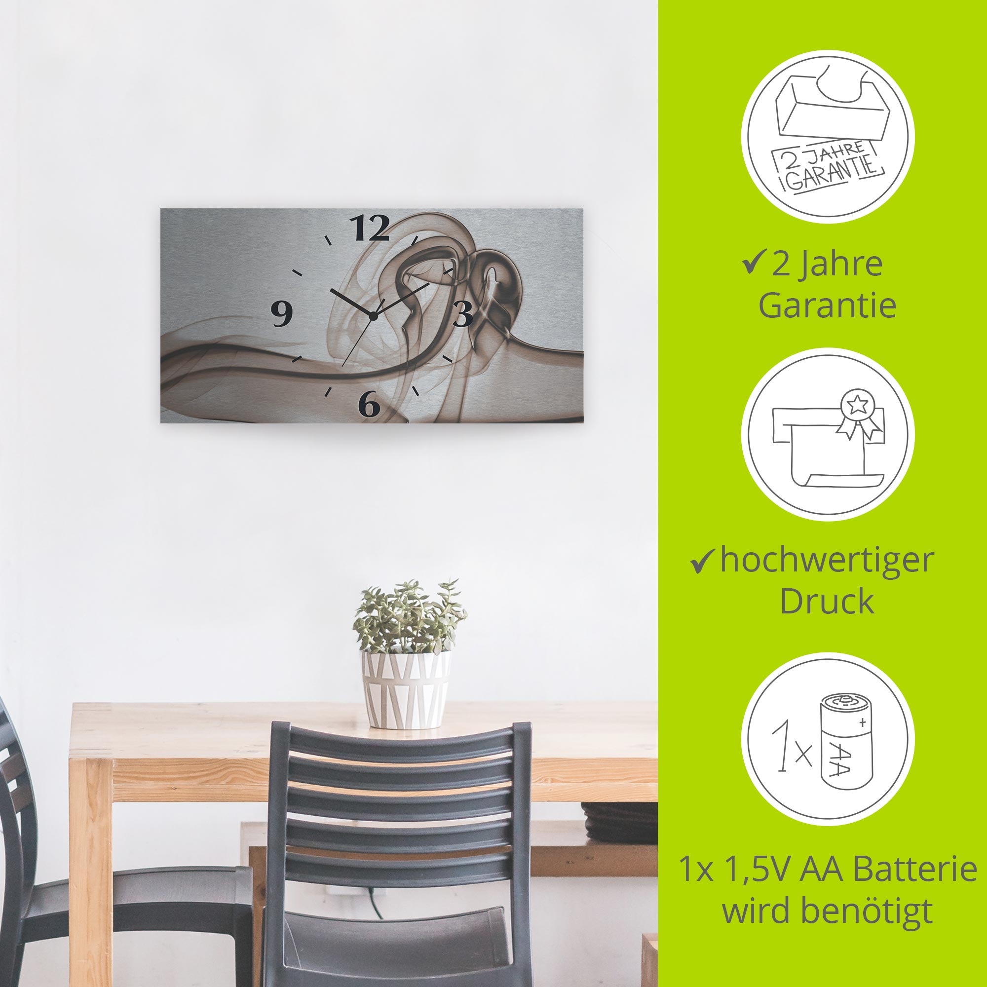 Artland Horloge murale »Aufeinandertreffen Hintergrund- braun« wahlweise mit Quarz- oder Funkuhrwerk, lautlos ohne Tickgeräusche