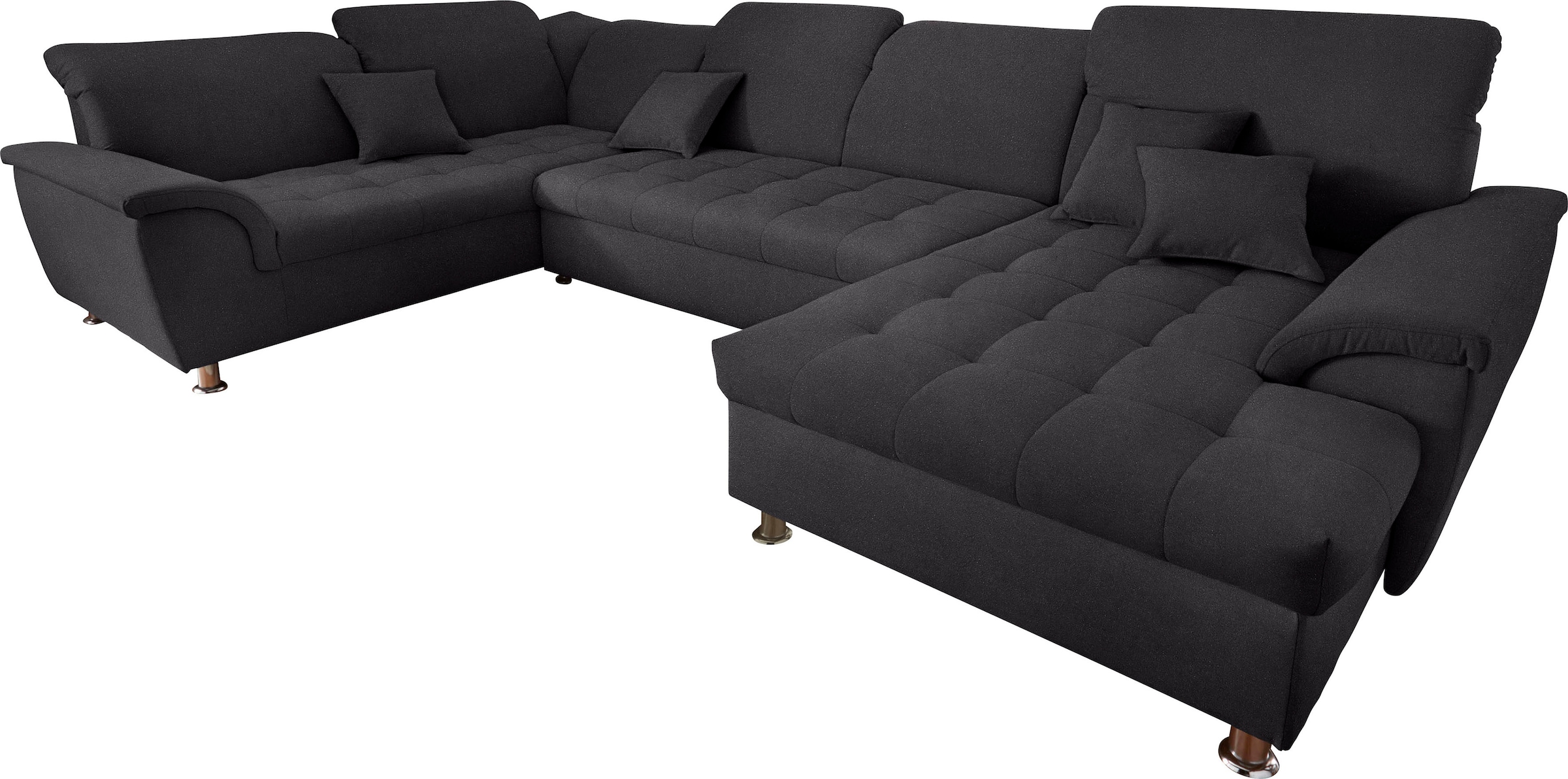 DOMO collection Paysage de salon »FRANZI mit Kopfteilverstellung, U-Form mit viel Platz, bequem« XXL-Sofa, U-Form, belastbar bis 140kg/Sitz, graphite, Breite: 352cm