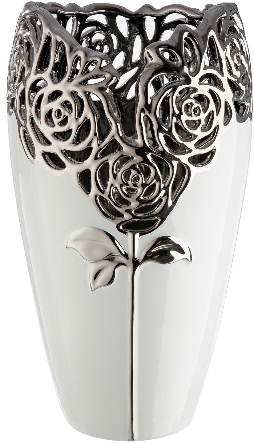 GILDE Tischvase »Vase Rose weiss H. 31,5 cm«