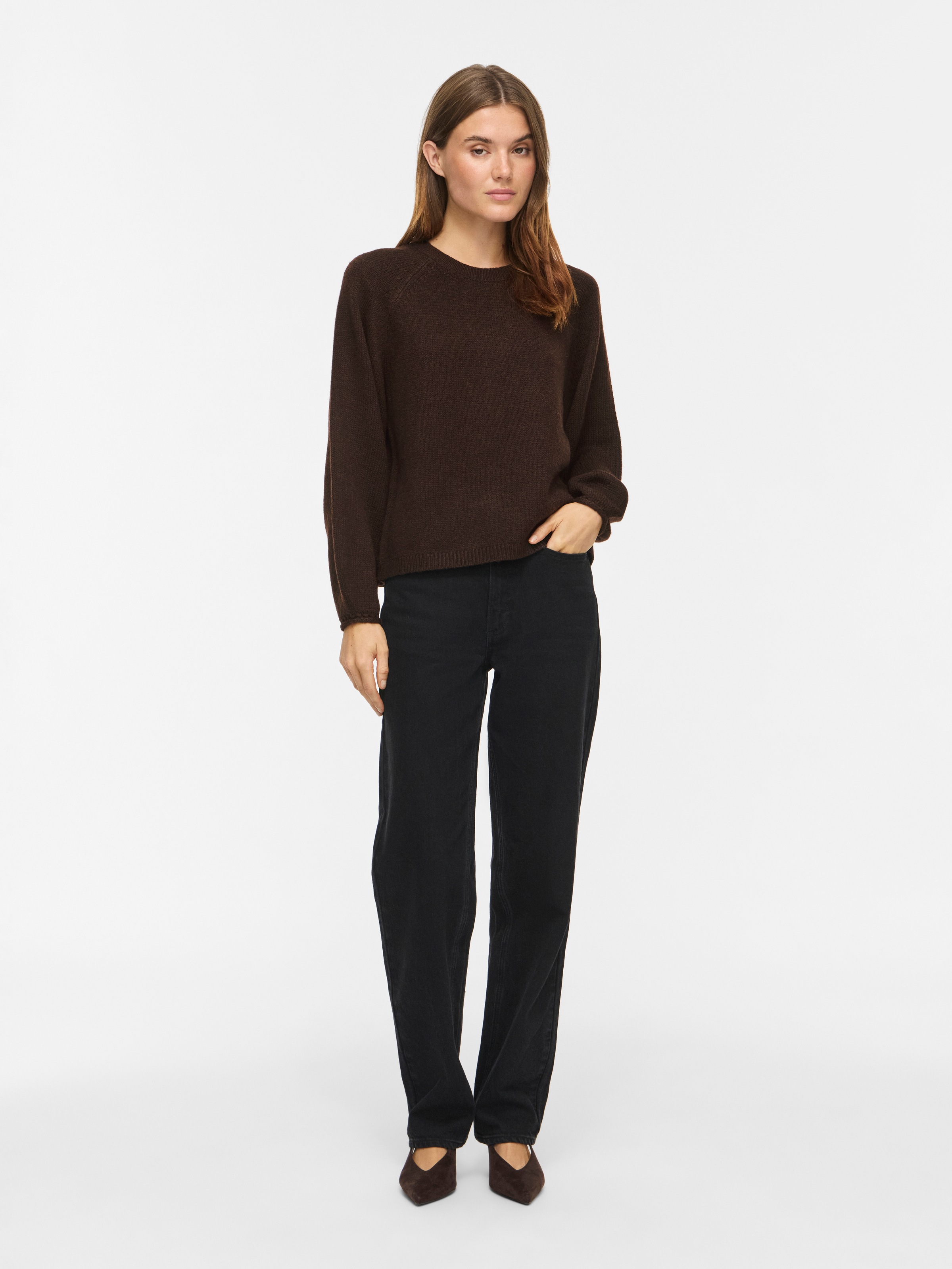 Vila »VISAPNA O-NECK L/S KNIT TOP/PB/1« avec encolure ronde, en tricot, coupe régulière