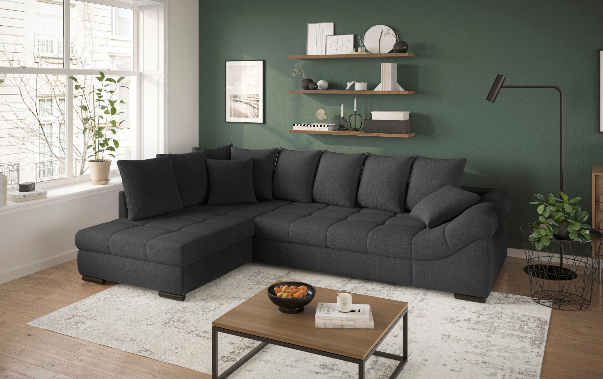 Mr. Couch Canapé d'angle »Pietro, L-Form, mit Bett, wahlweise mit Kaltschaum« mit Bett und wahlweise mit Kaltschaum