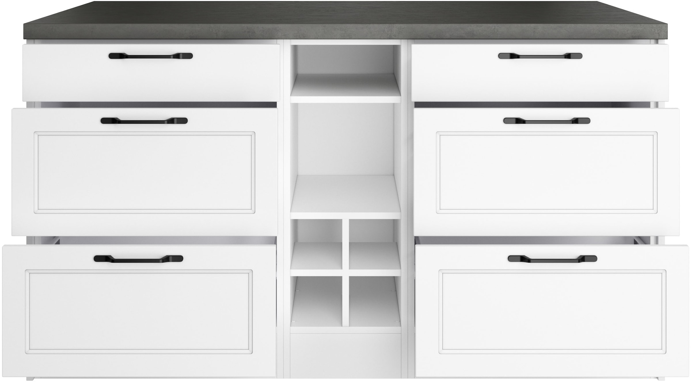 KOCHSTATION Ilot de cuisine »KS-Lani, Breite 153 cm, mit Flaschenregal« façades MDF, plan de travail épaisseur 38mm