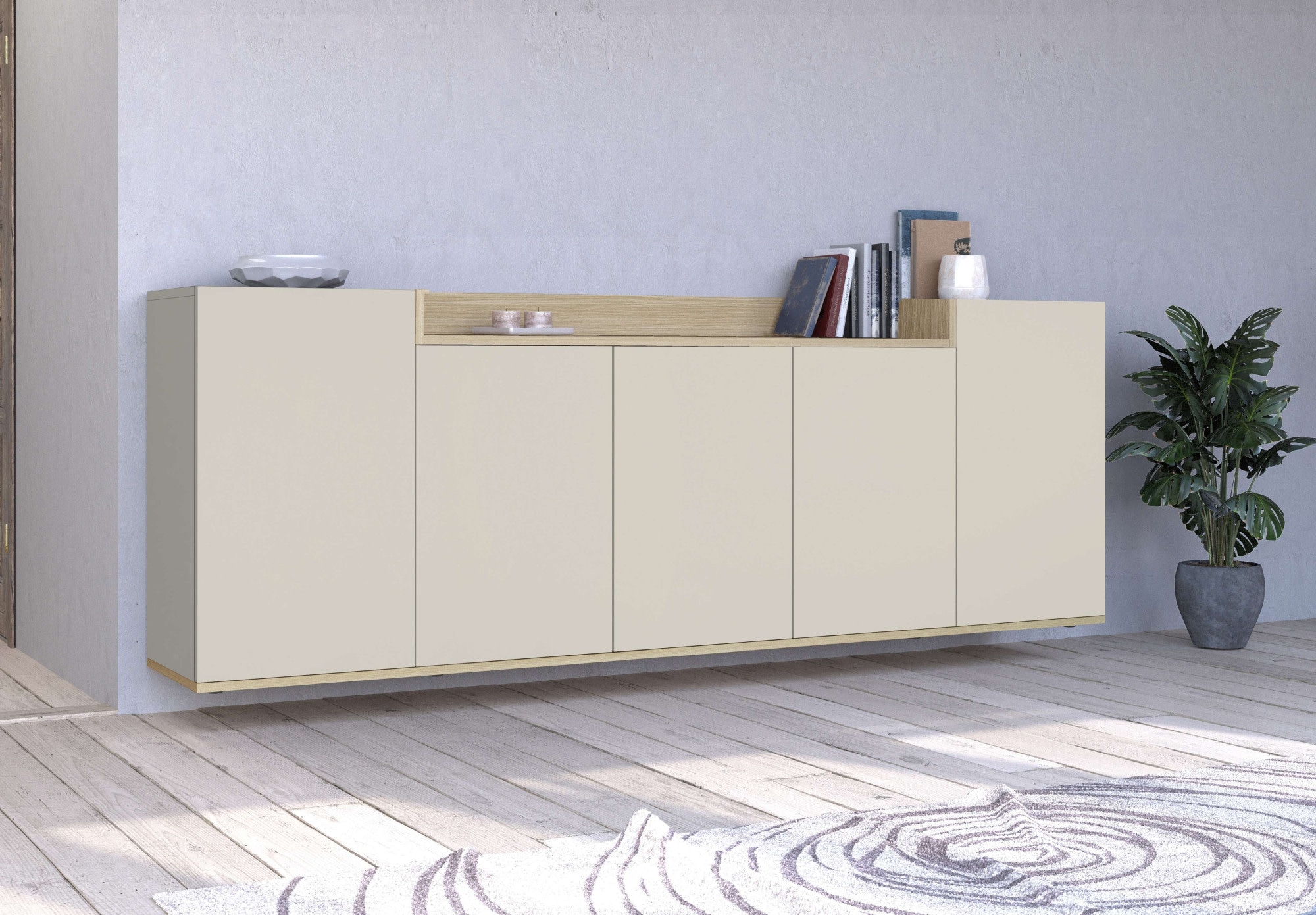 GOODproduct Sideboard »BOLSENA, Kommode, Schrank,Lowboard mit 8 Fächer und offenes Ablagefach« 1 Stk. tlg. stehend/hängend montierbar, Made in Italy, B/T/H: 200 × 35 × 71,2 cm
