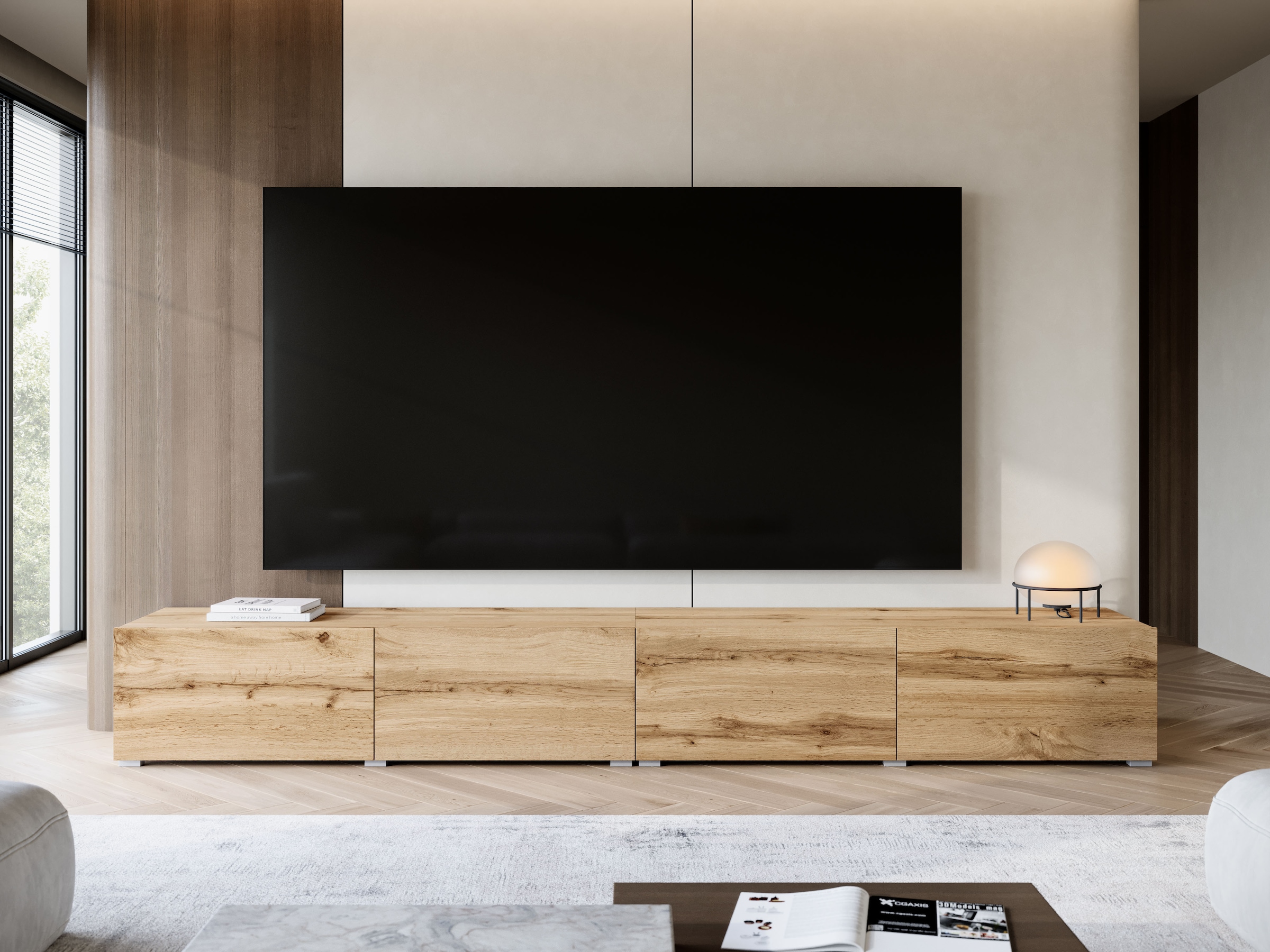 GOODproduct Lowboard »Denver Erlebe die Weltmeisterschaft im XXL-Format« Elegantes TV-Möbel 300 cm, speziell für bis zu 98-Zoll Fernseher