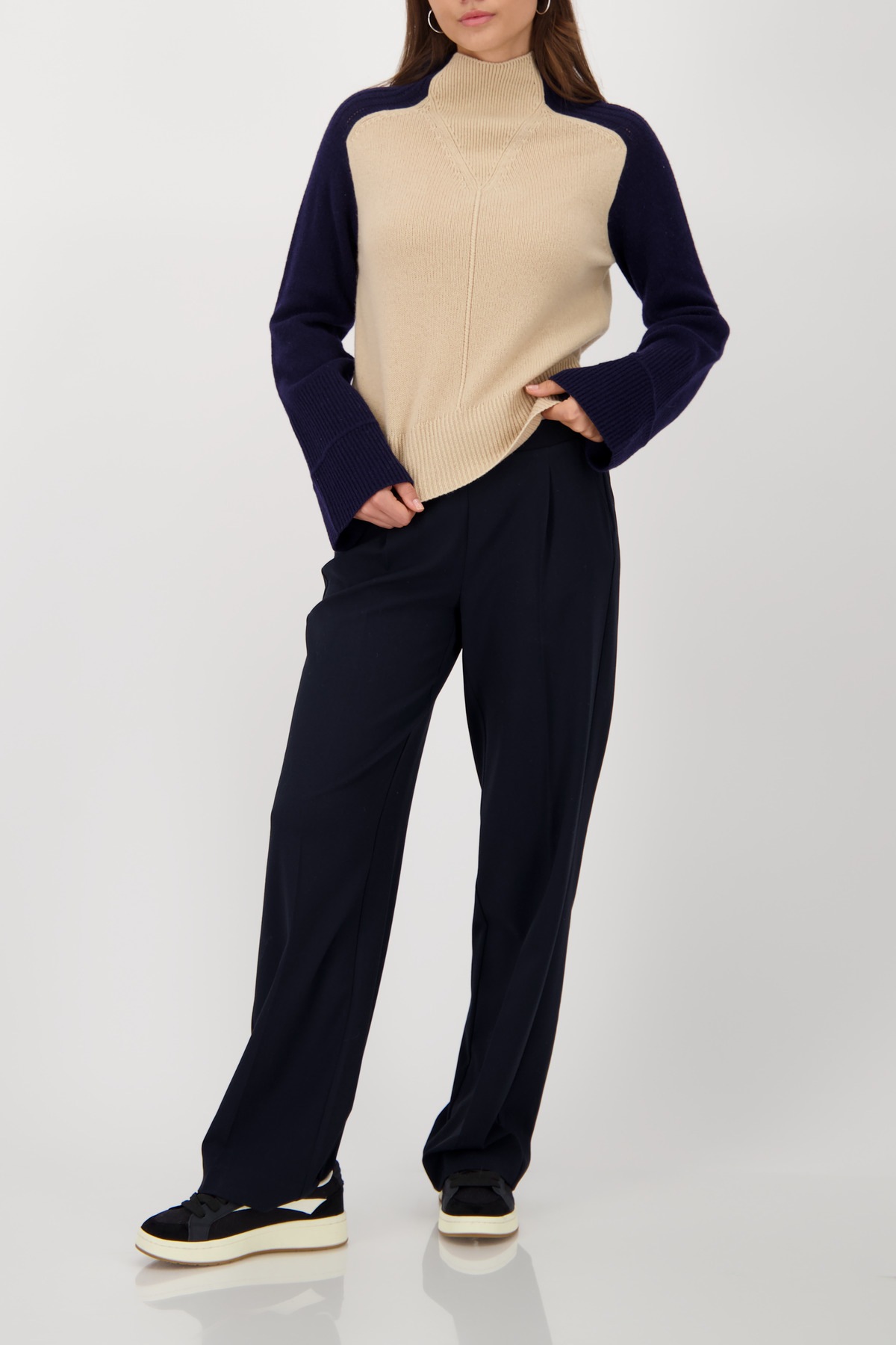 Monari Pull en tricot »Pullover Colorblock« Regular fit mit Rundhalsausschnitt mit Stehkragen