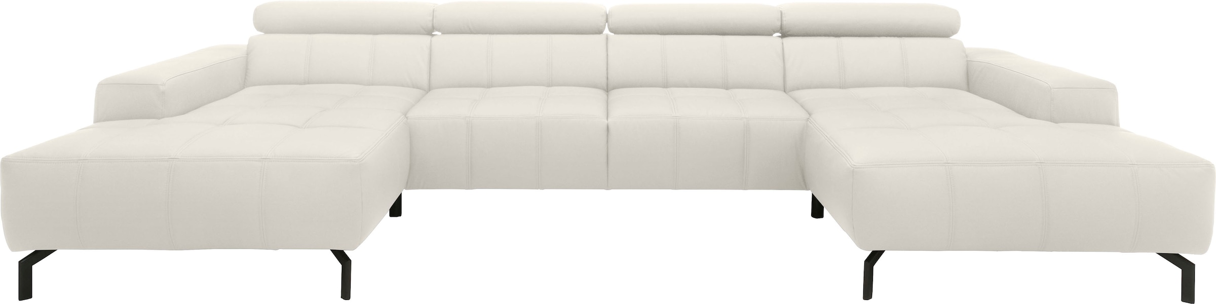 DOMO collection Paysage de salon »Cunelli tolle Sitznähte als Designelement, fester Sitzkomfort, U-Form« wahlweise mit Kopfteilverstellung, bodenfrei