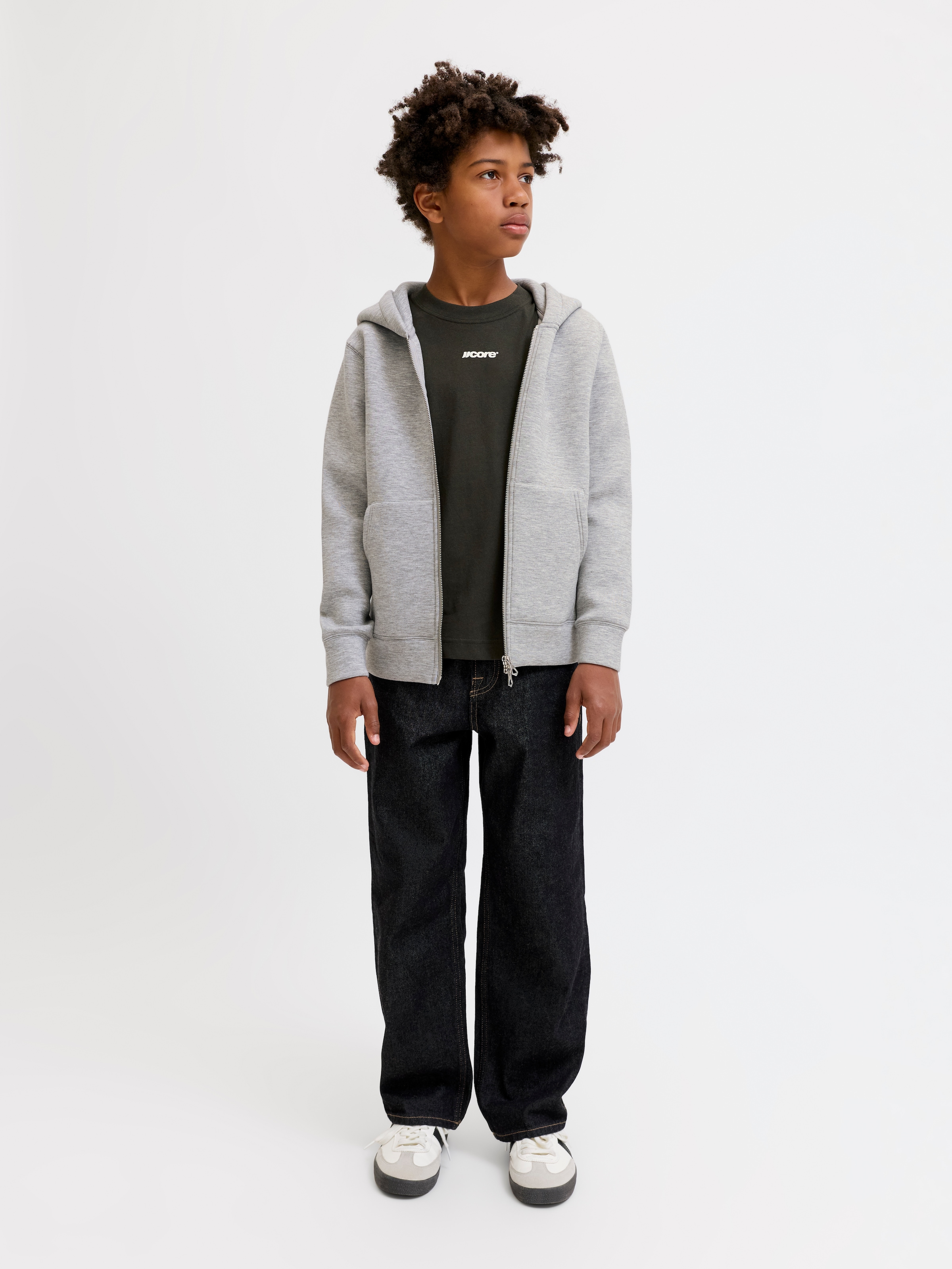 Jack & Jones Junior Kapuzensweatjacke »JCOLEGACY SWEAT SCUBA ZIP HOOD SN JNR« Materialmix, locker geschnitten