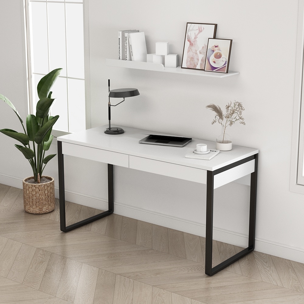 GOODproduct Bureau »Moid, Computertisch im modernen Design,« Breite 120/140/160 cm, mit Metallbeinen & Schublade