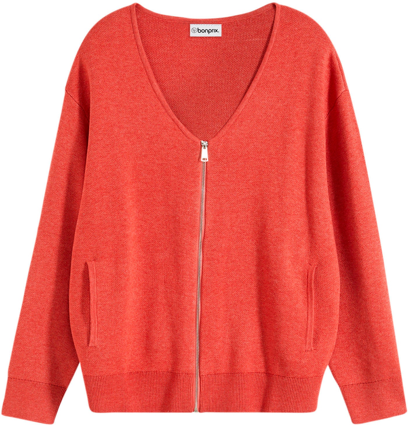 bonprix Veste en tricot bequeme Passform, femininer Stil, mit Reissverschluss