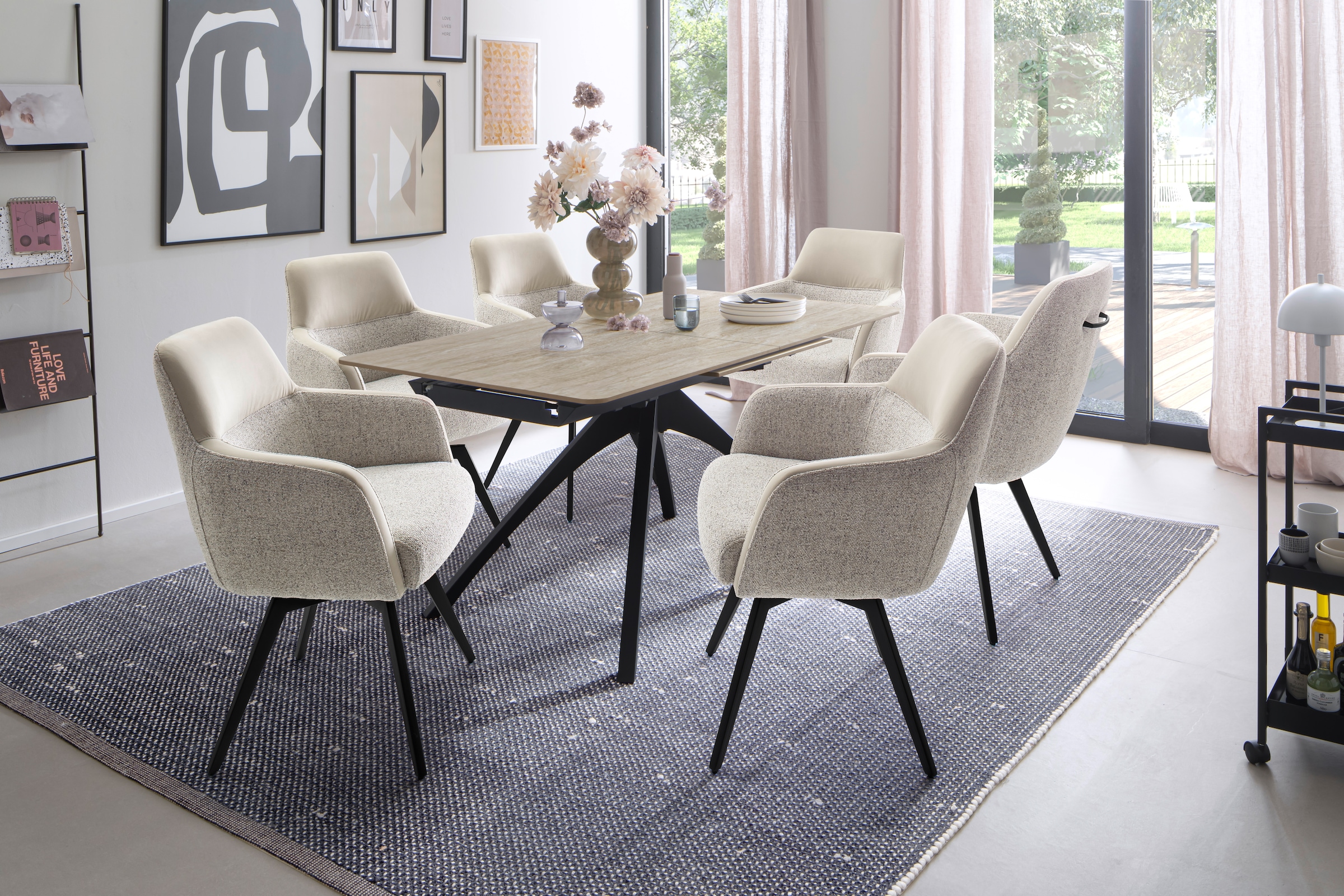 MCA furniture Table de salle à manger »CERRITO Auszugtisch 160-220 cm - marmoriert« 1 cuis tlg. Keramik,Metall,Synchronauszug,ausziehbar,8-10 Personen