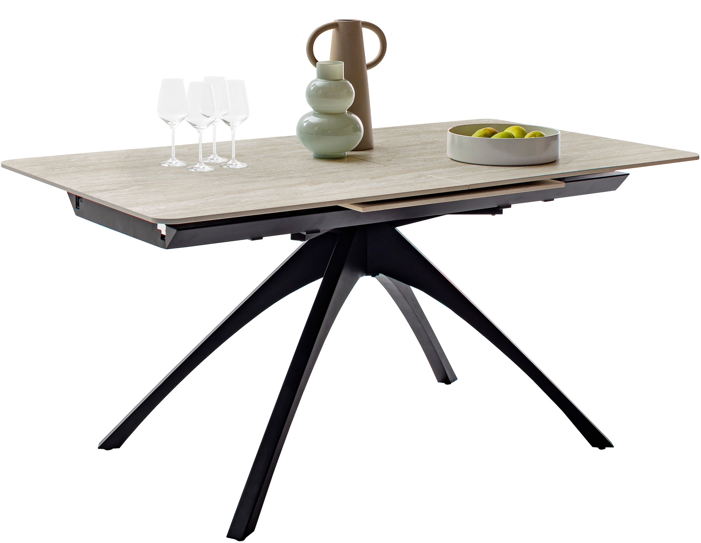 MCA furniture Table de salle à manger »CERRITO Auszugtisch 160-220 cm - marmoriert« 1 cuis tlg. Keramik,Metall,Synchronauszug,ausziehbar,8-10 Personen