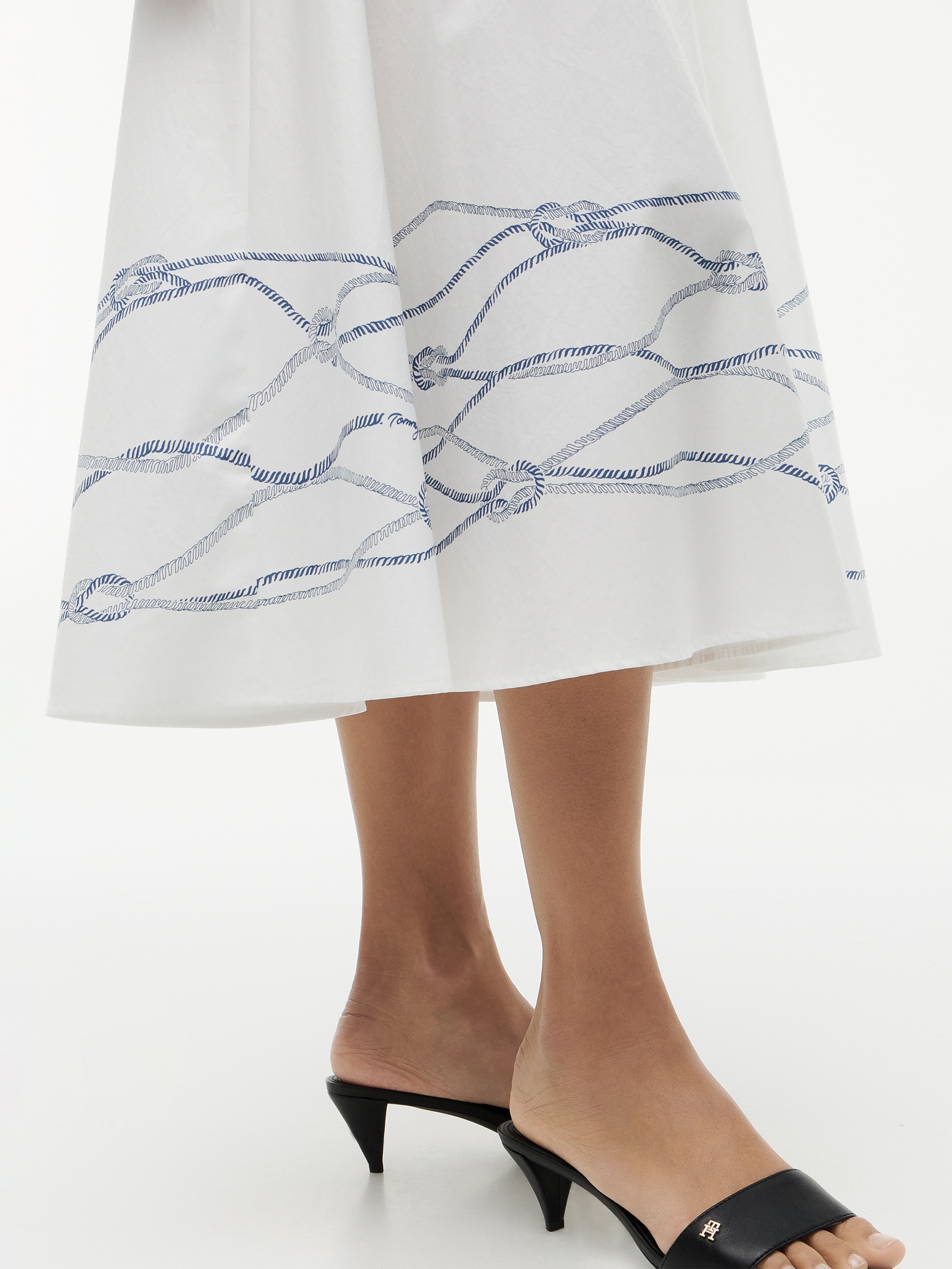 Tommy Hilfiger Blusenkleid »POPLIN FLRE SS MIDI SHRT DRS« Ohne Tasche Baumwolle