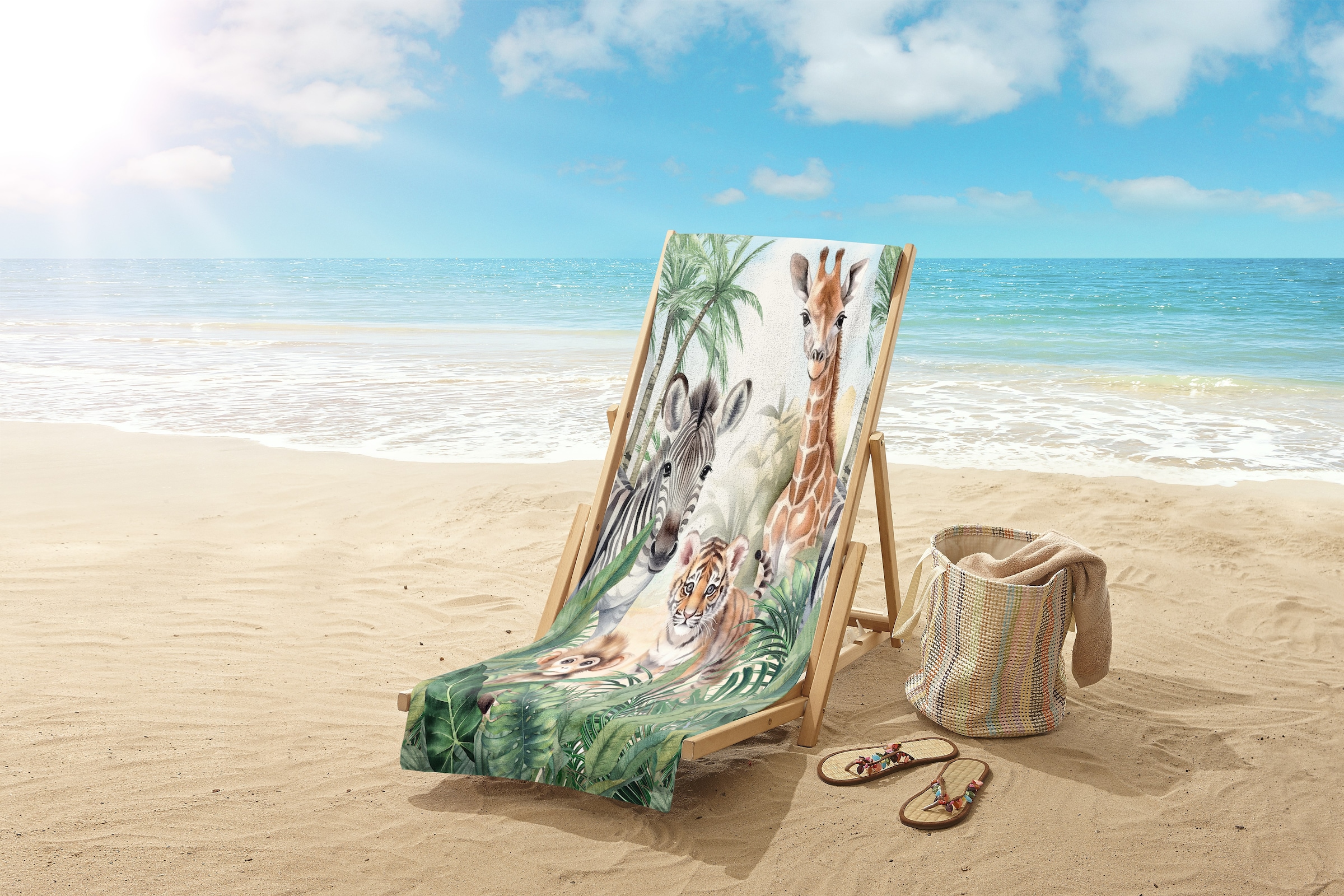 good morning Strandtuch »Thabo« Kinder Strandtuch, Mikrofaser, Velours, saugfähig, weich, leicht, bunt