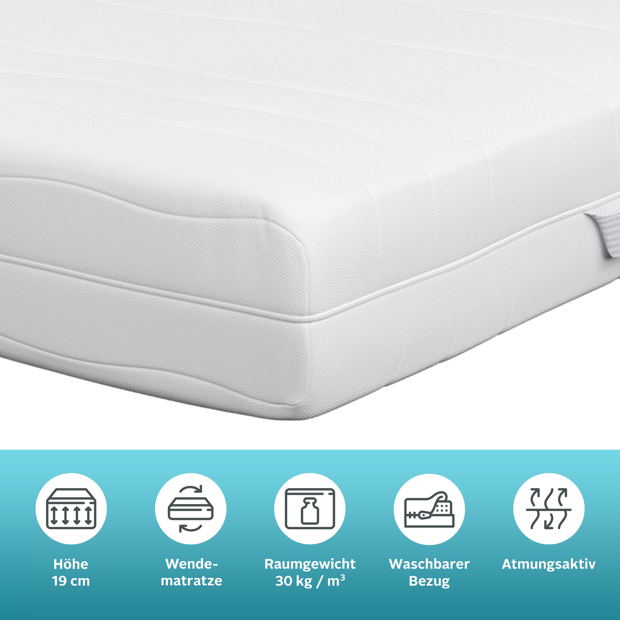 GOODproduct Matelas mousse confort »Feeny, 7 Zonen Wendematratze, 90x200 cm, 140x200 cm & mehr« 19 cm hoch Raumgewicht: 38 kg/m³ 1 cuis tlg. ergonomisch, atmungsaktiv, Matratze mit Visko-Memory-Funktion