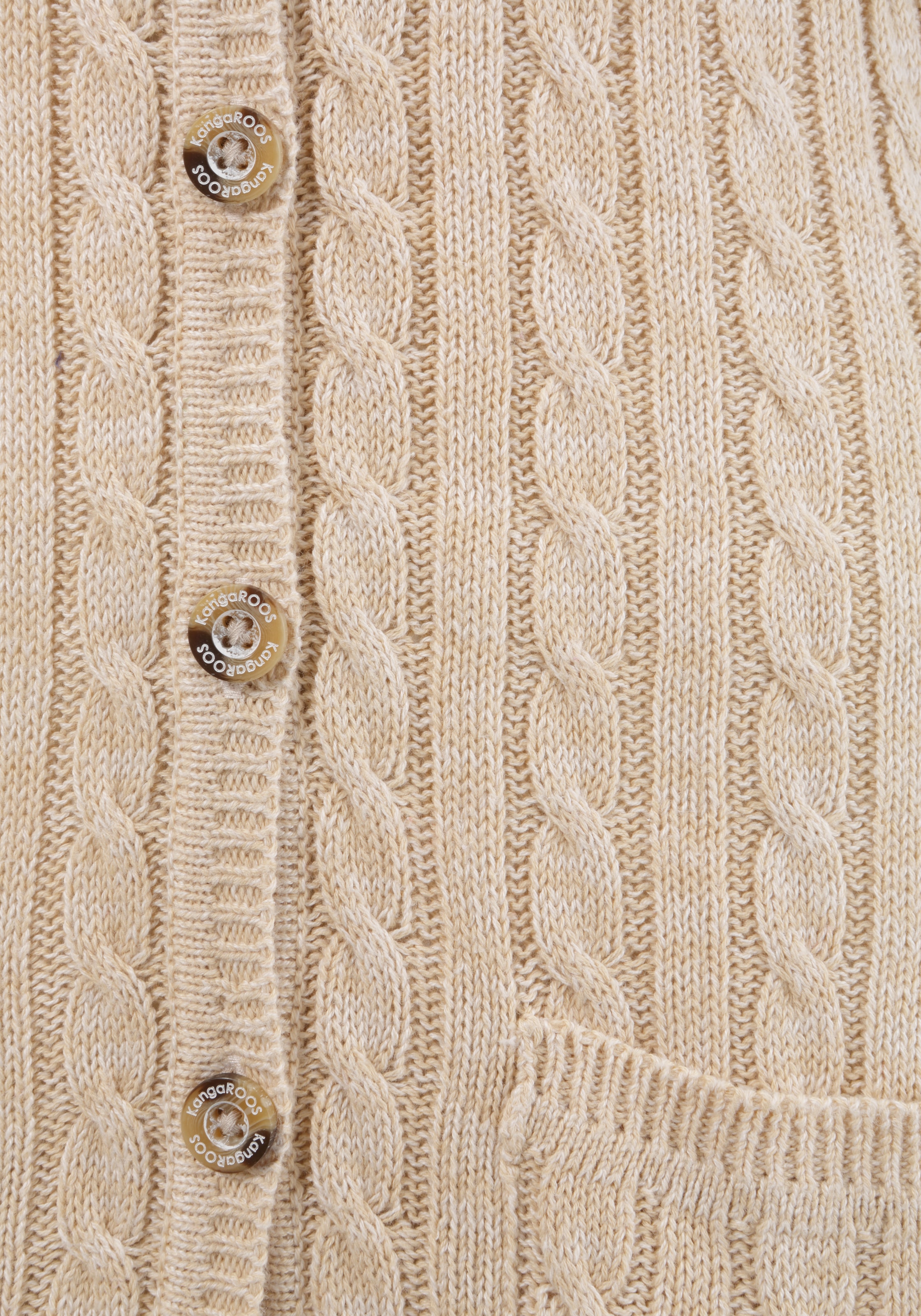 KangaROOS Cardigan long mit trendigem Zopfmuster und Taschen