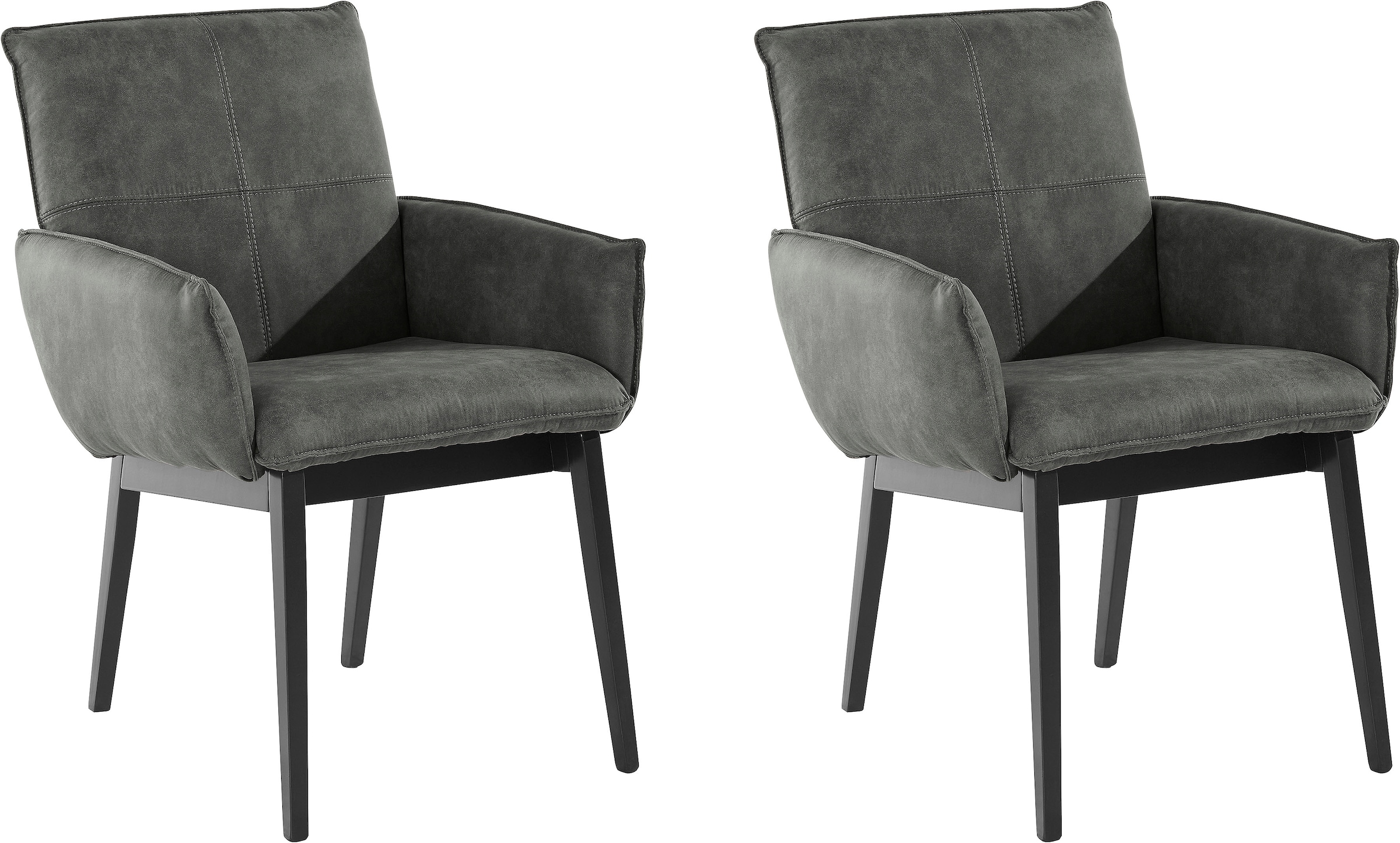 Home affaire Armlehnstuhl »Model 6« (Set) 2 Stk.Bezug in Microfaser oder Leder, Gestell ist Buche in schwarz lackiert