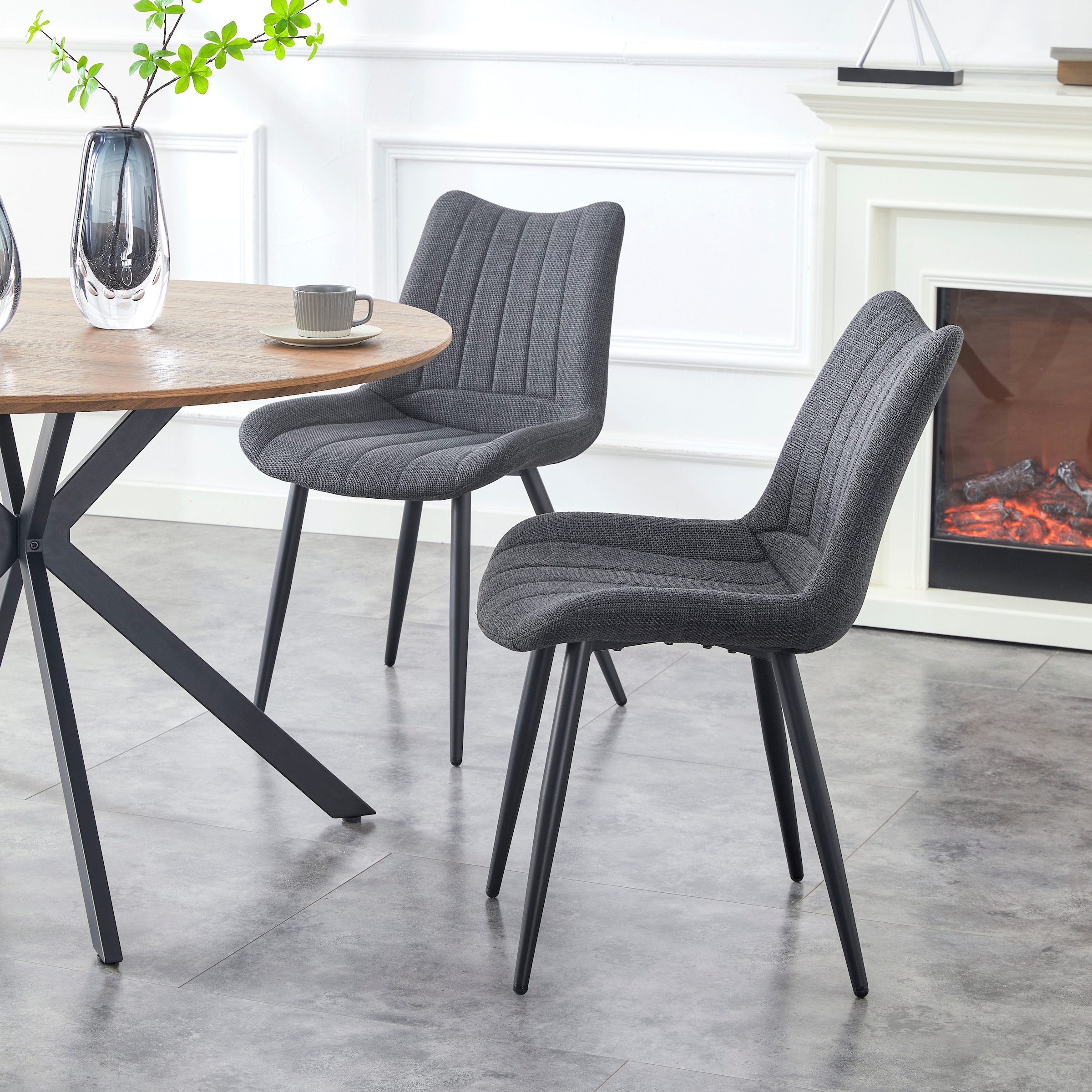 Home affaire Chaise de salle à manger »DAWSON, 2er Set, mit Metallgestell in matt schwarz« (Set) 2 cuisin verschiedenen Farben, Belsatbarkeit pro Stuhl 120 kg, mit Griffloch