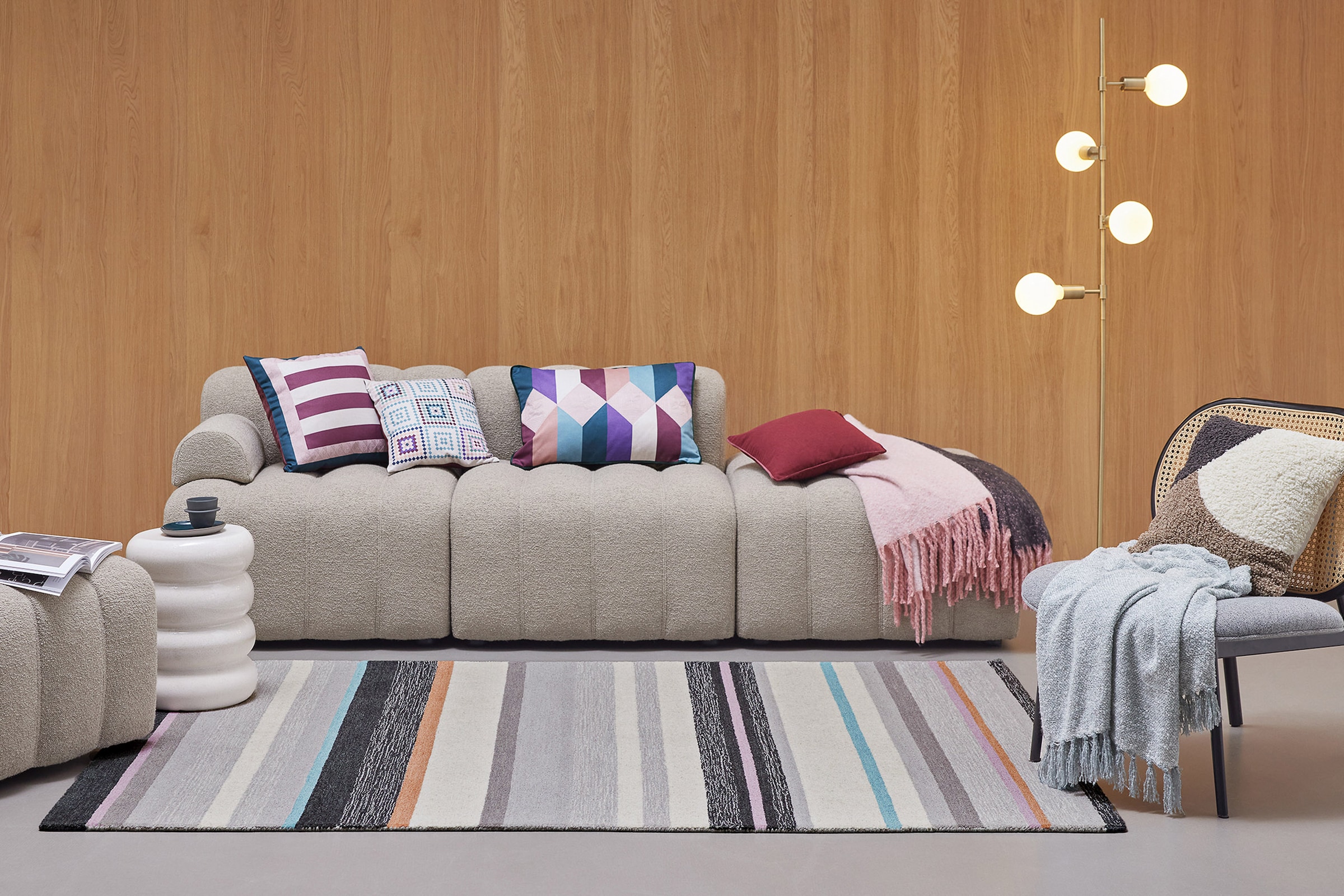 Wecon home Tapis »Sally« Rectangulaire 7 mm Höhe handgefertigt, gestreift, pflegeleicht, Wolle, Wohnzimmer, Esszimmer