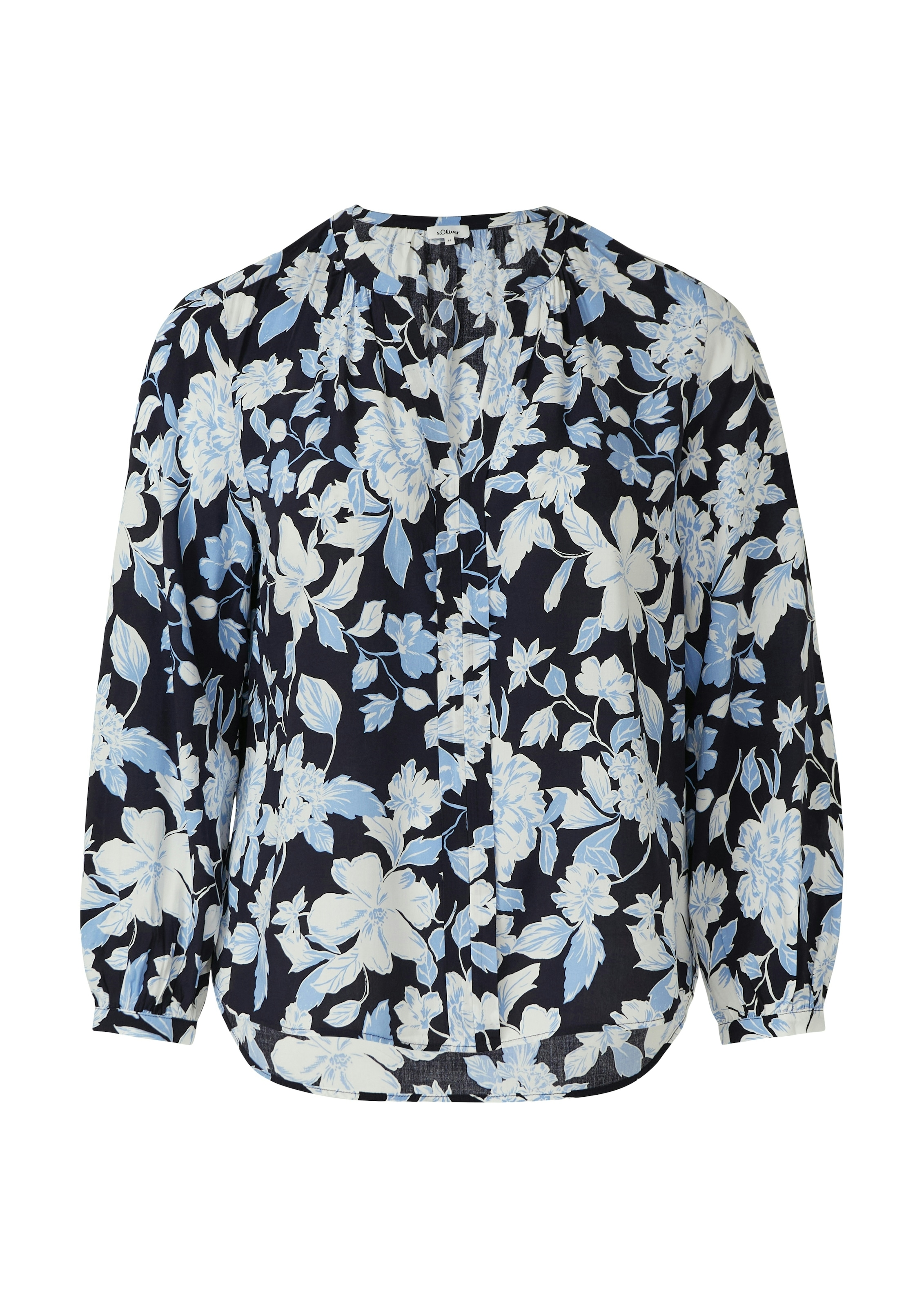 s.Oliver CURVE Blouse à manches longues à motif floral et en viscose pure