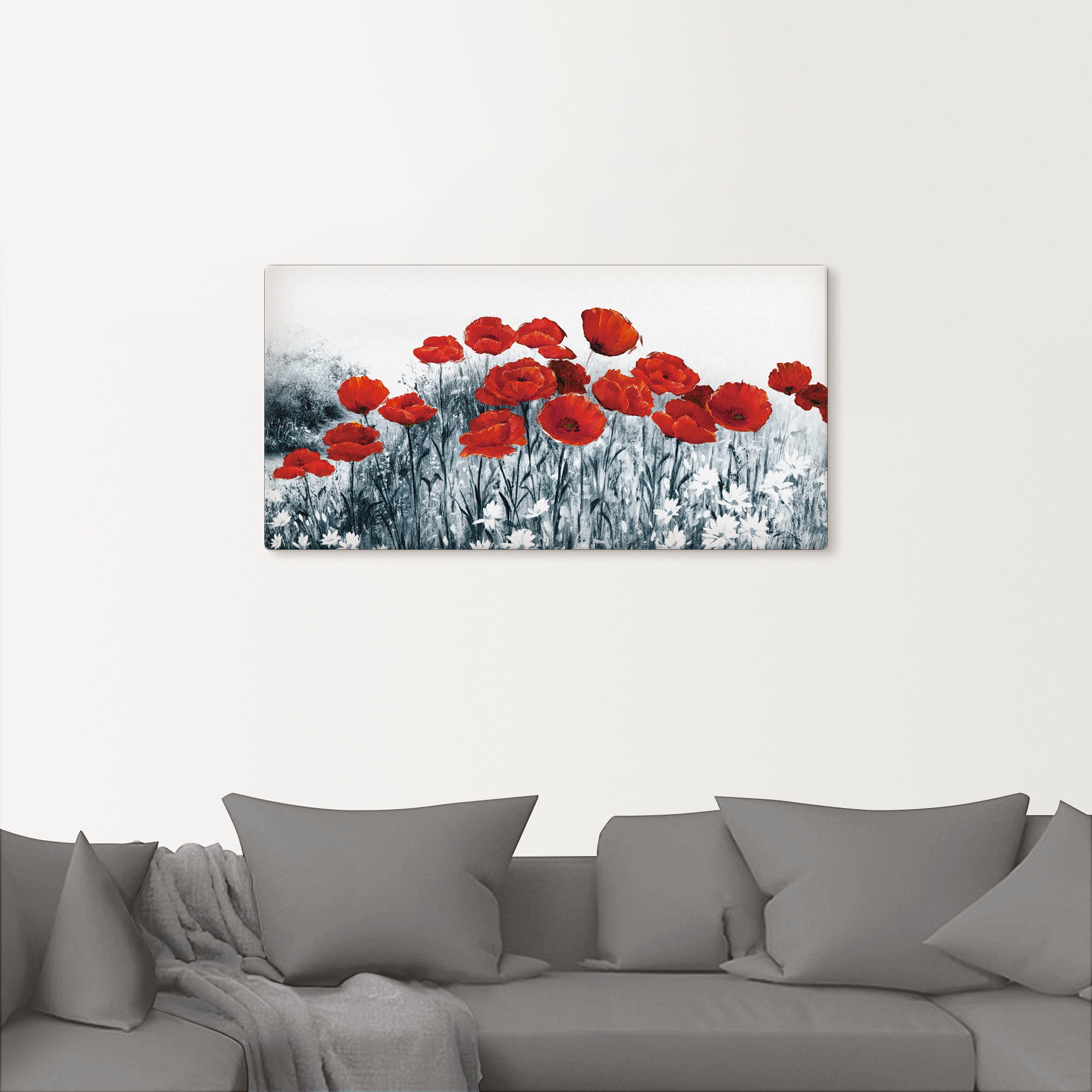 Artland Tableau sur toile »Roter Mohn im Feld« 1 cuis tlg. auf Holzrahmen gespannt