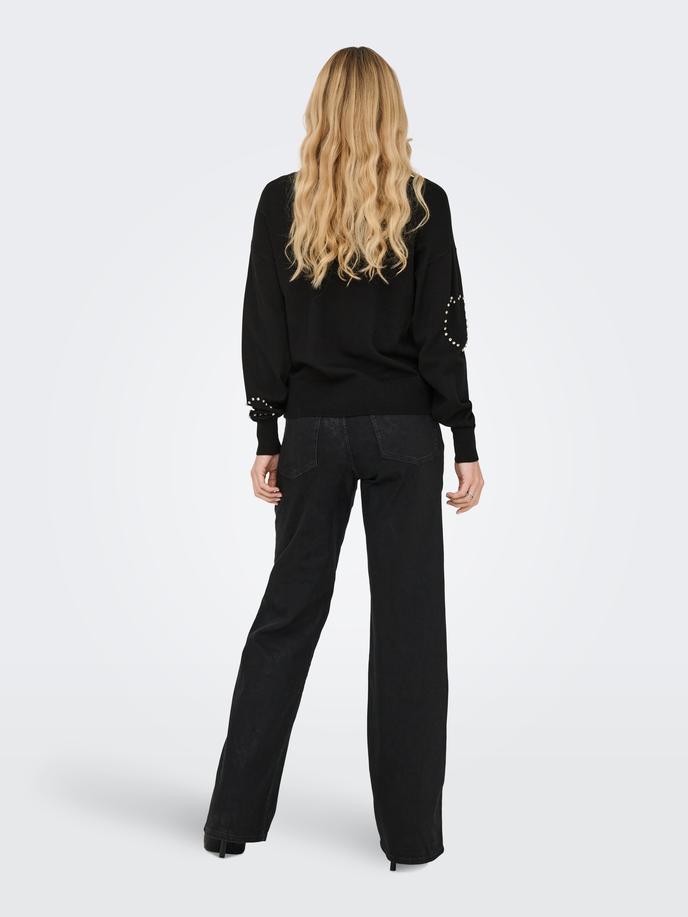 ONLY Pull à col rond »ONLBEE LS HEART BLING O-NECK CC KNT« mit Glitzersteinen