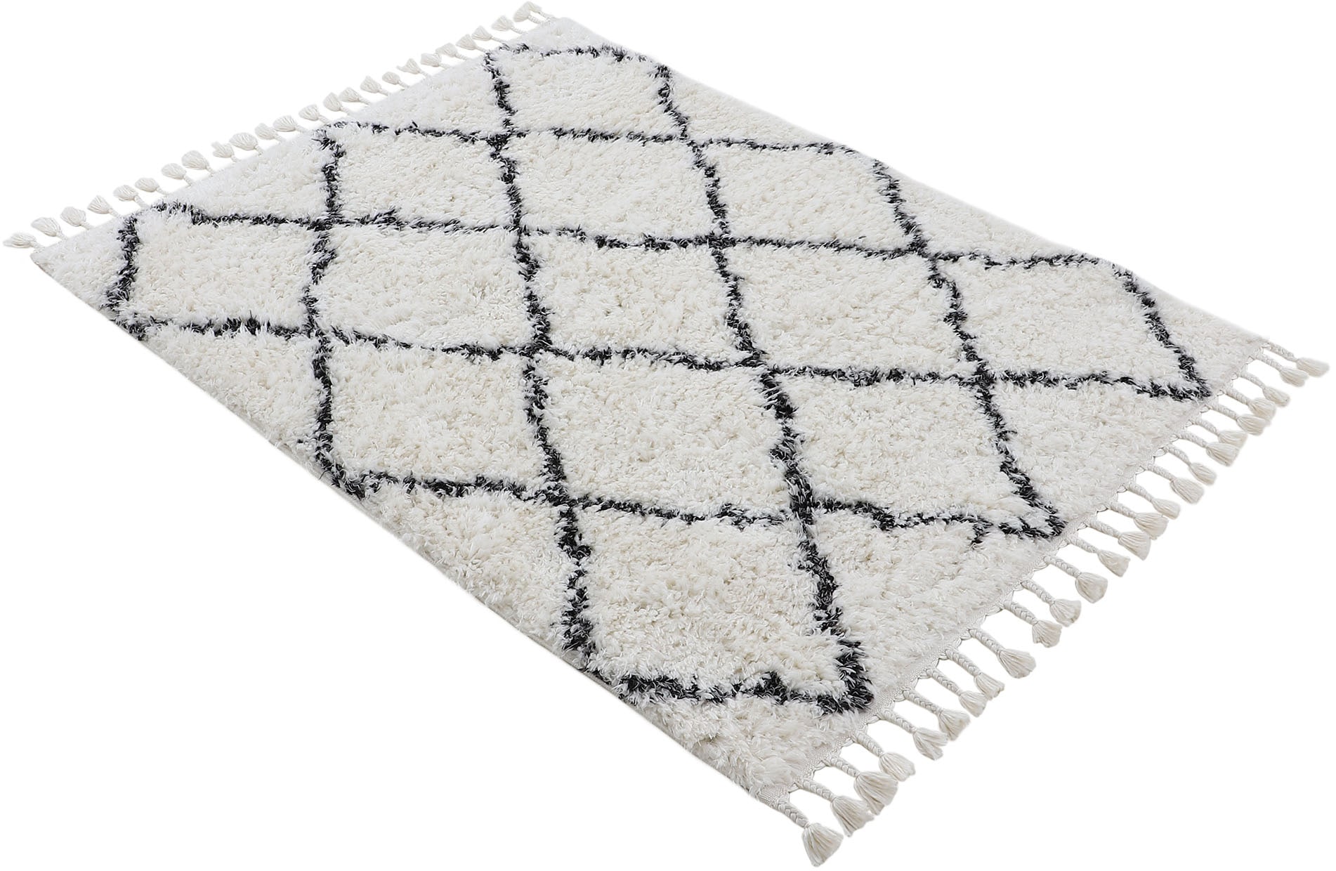 carpetfine Tapis à poils longs »Eddy« Rectangulaire 30 mm Höhe Shaggy, auch als Läufer und in quadratisch, mit Fransen, Wohnzimmer