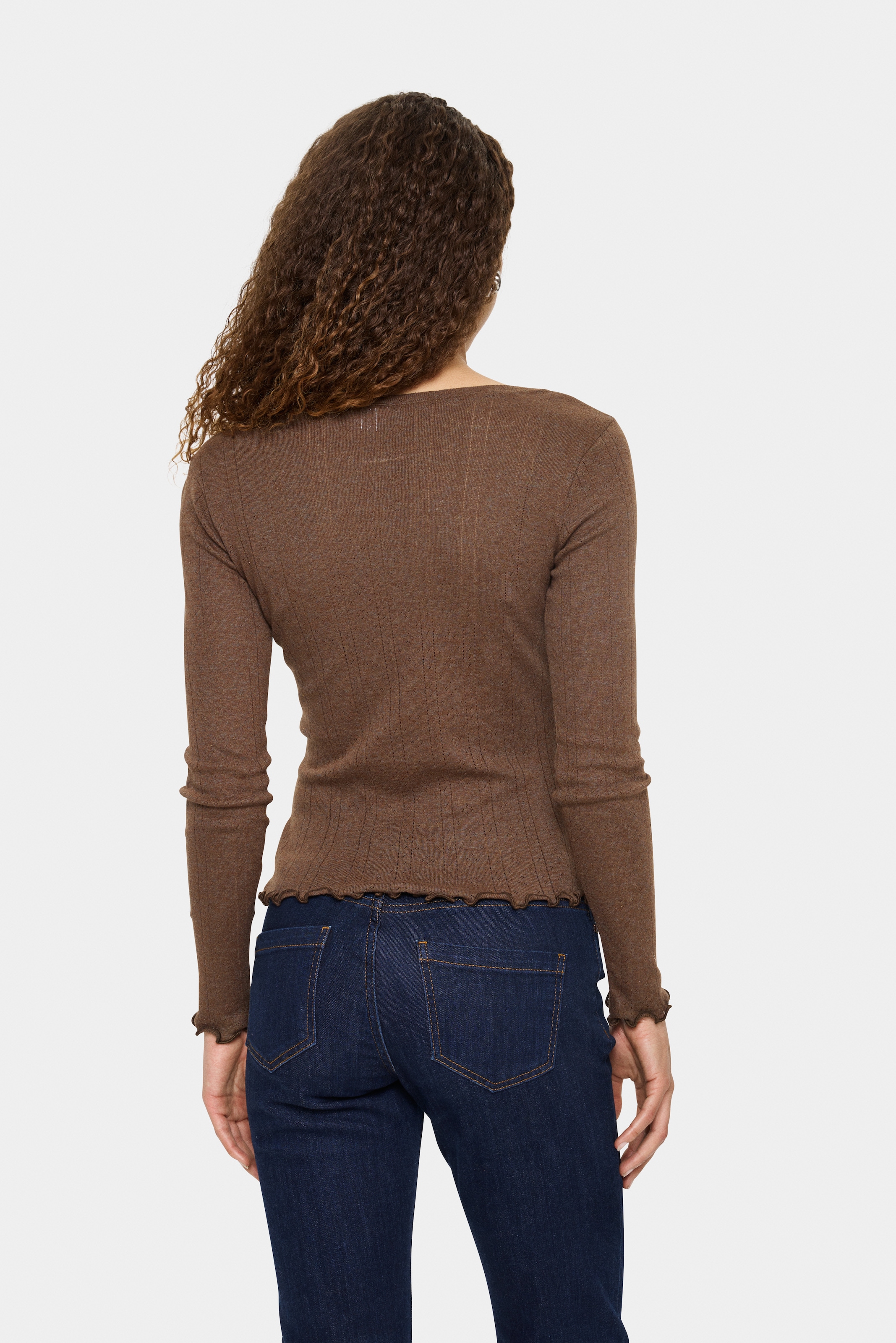 Saint Tropez Veste en tricot »GruSZ Cardigan« mit Lochstickerei und gewelltem Saum