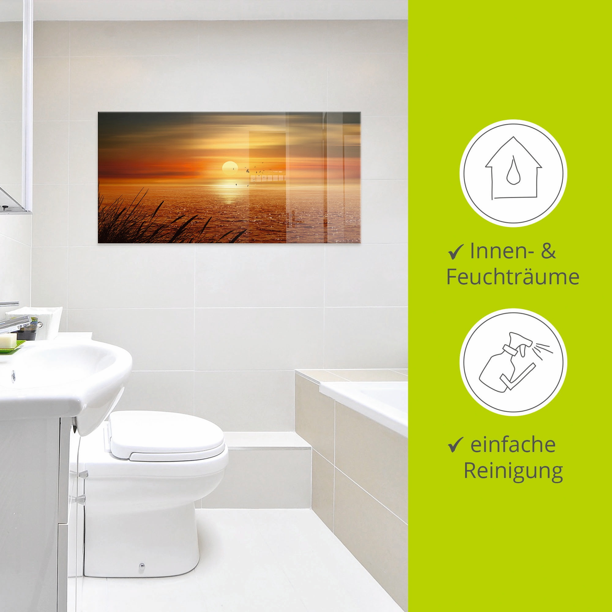 Artland Glasbild »Sonnenuntergang über dem Meer« Sonnenaufgang & -untergang 1 Stk. tlg. in verschiedenen Grössen