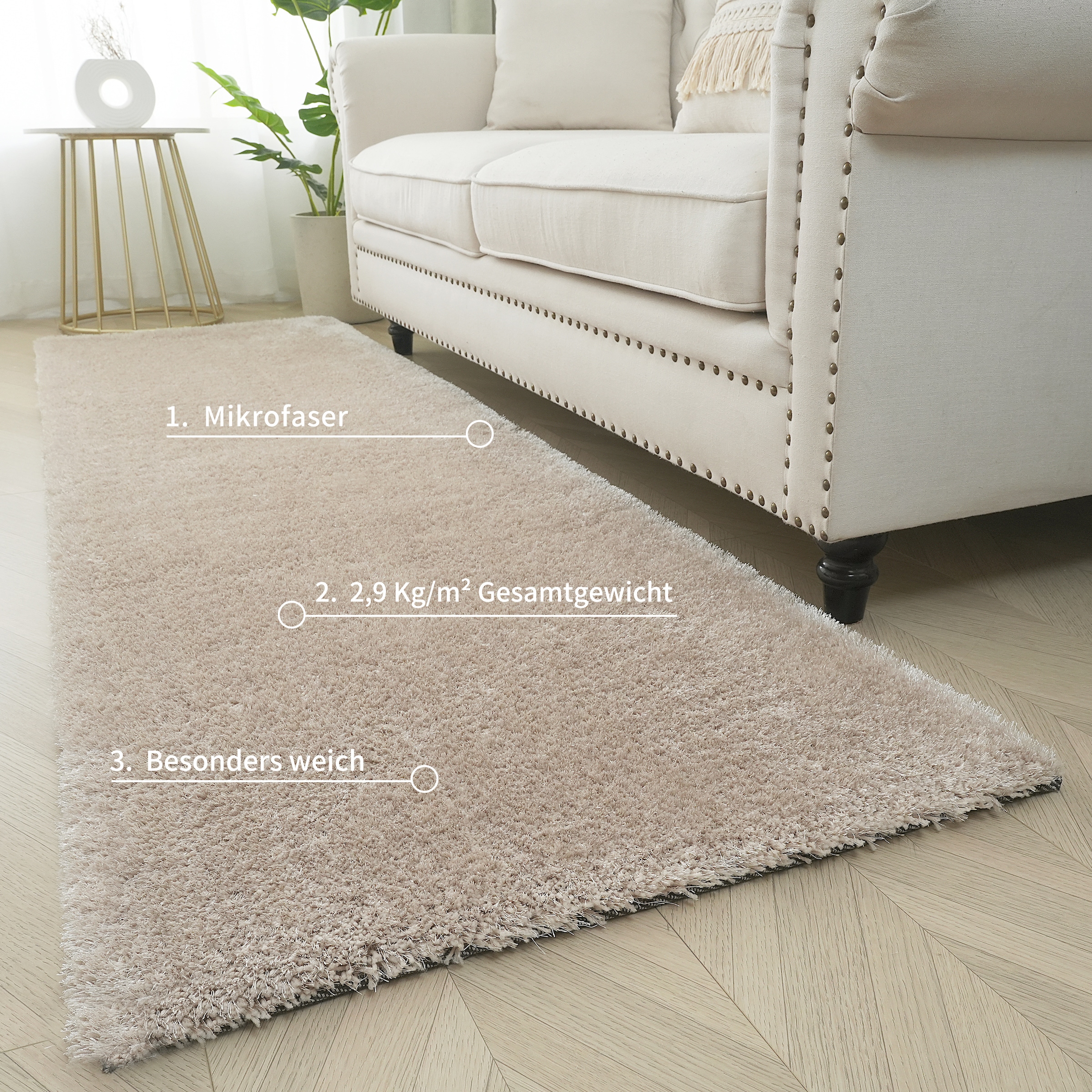 Bruno Banani Tapis de sol à poils longs »Dana Teppich, Kundenliebling« Rectangulaire 30 mm Höhe Brücke, uni, weich, Mikrofaser, Diele, Flur, Wohnzimmer, Schlafzimmer