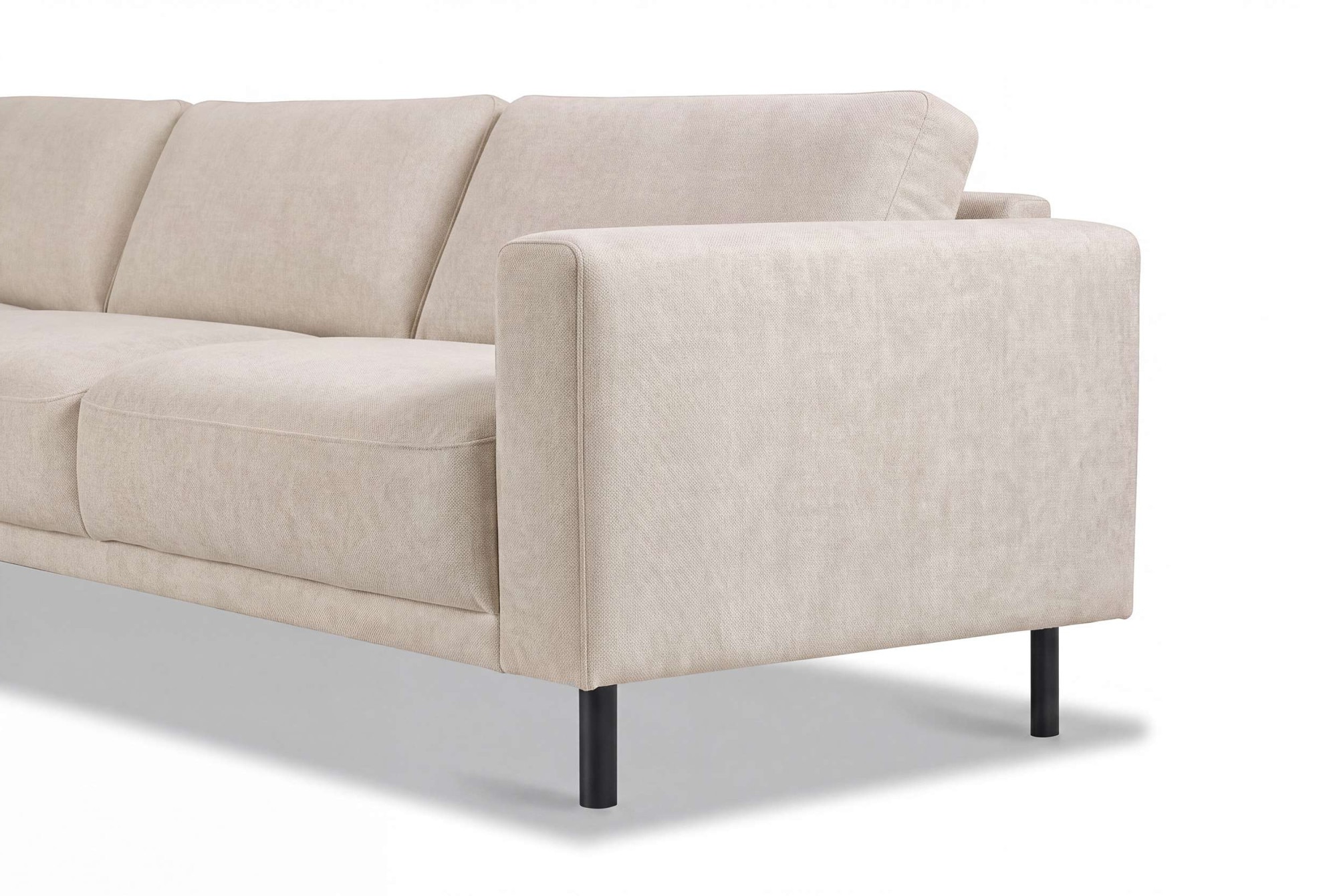 GOODproduct Canapé d'angle »Sveeva, L-Form, B.288 cm, schwarze Metallfüsse« tissu structuré durable, avec suspension ondulée, plusieurs couleurs
