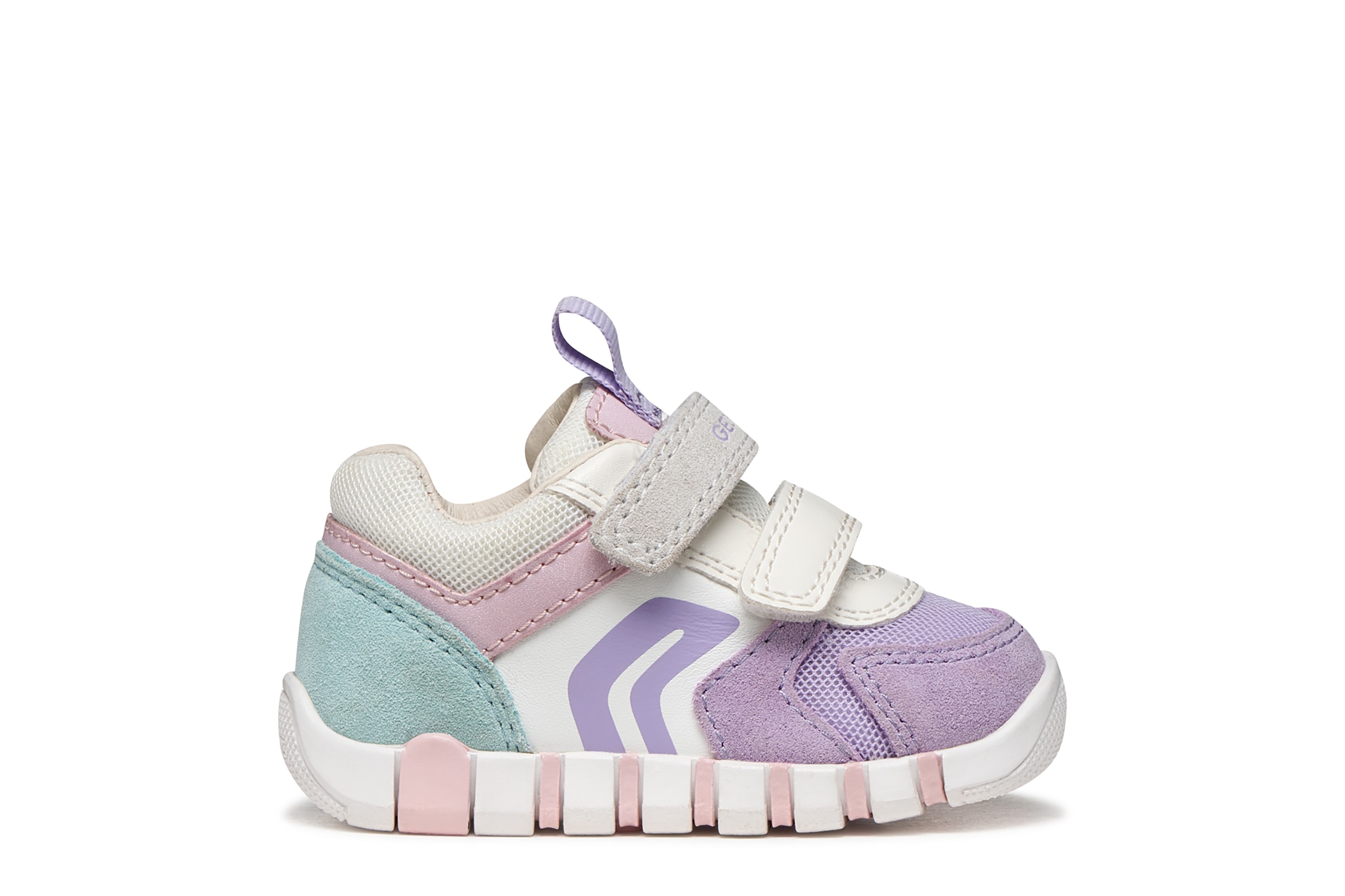 Geox Lauflernschuh »B IUPIDOO GIRL«  Babyschuh mit pastellfarbenen Besätzen, Grössenschablone zum Download