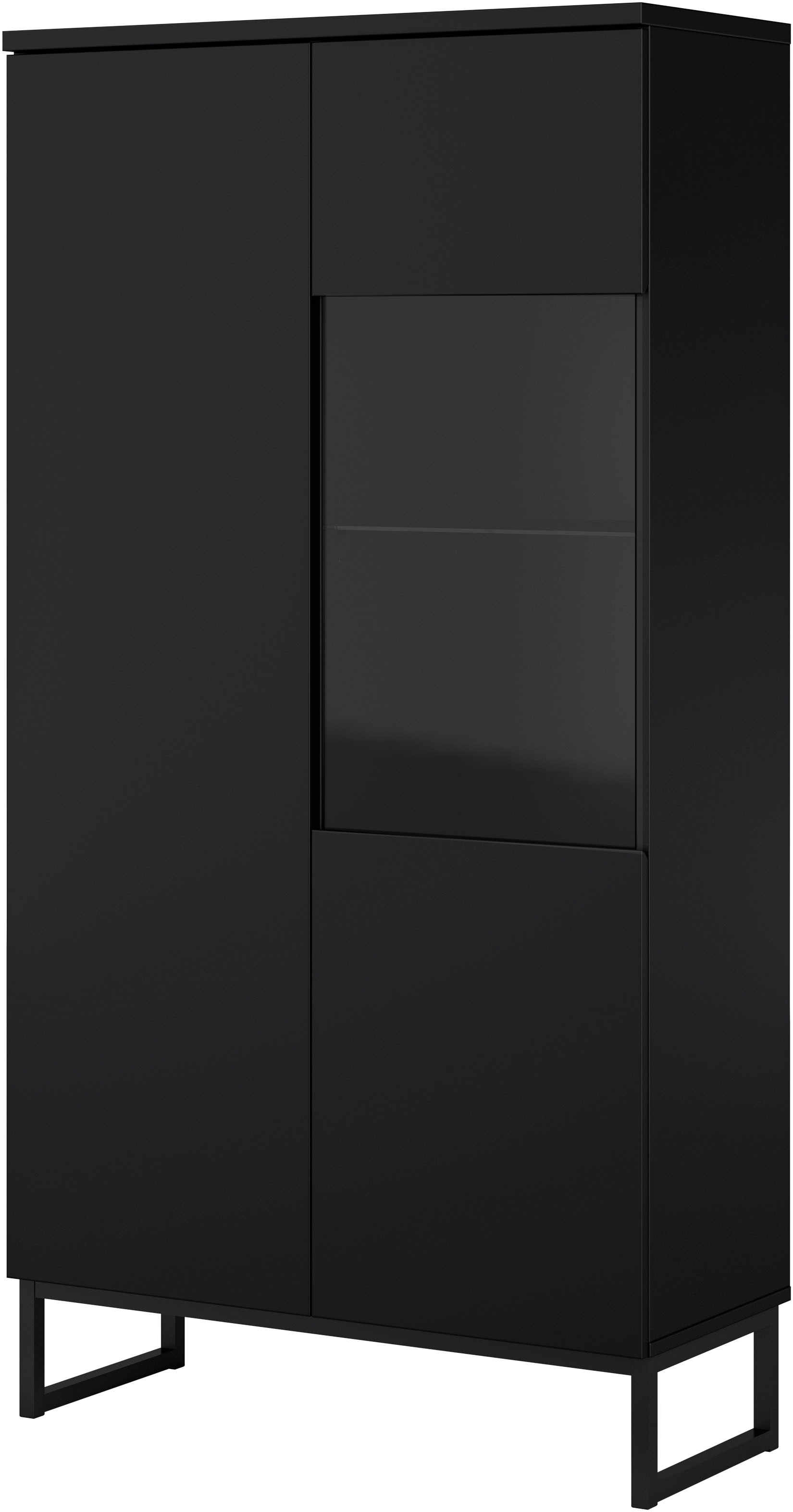 GOODproduct Vitrines »Modo II, Breite 80 cm, moderner griffloser Vitrineschrank« vitrine avec beaucoup d’espace de rangement, étagères réglables, porte en verre, patins en métal